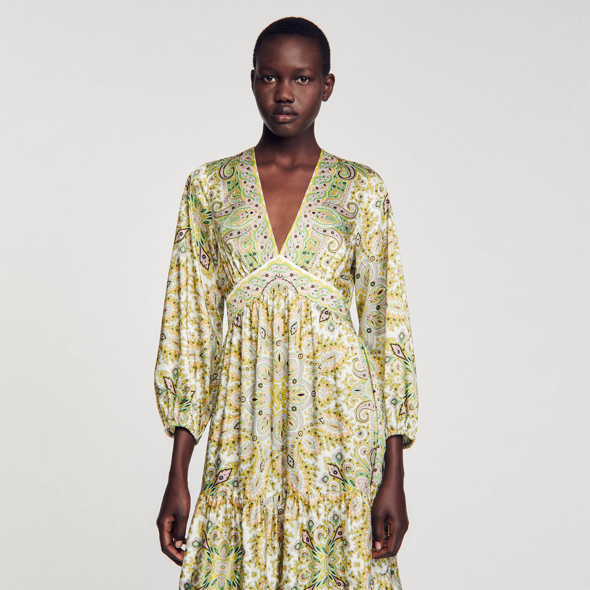 Scarf print maxi dress Dresses Sandro paris