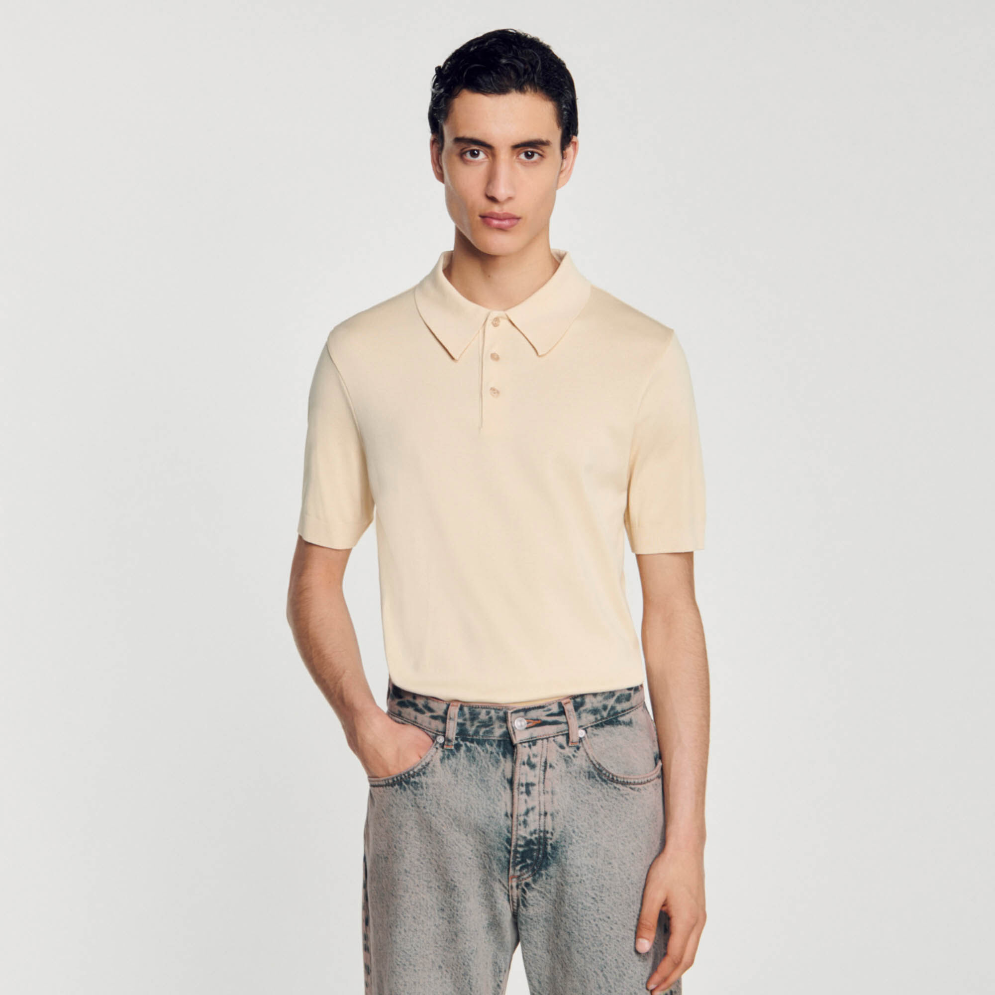 Polo sales beige homme