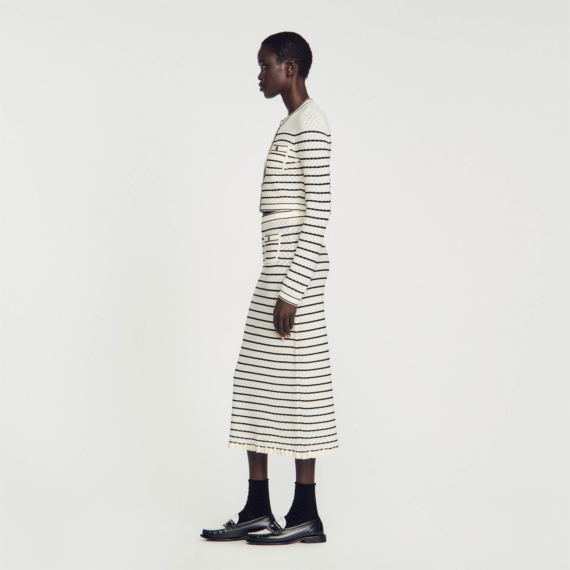 Black white hotsell midi skirt