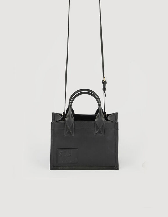 Small tote bag in certified leather Black Femme