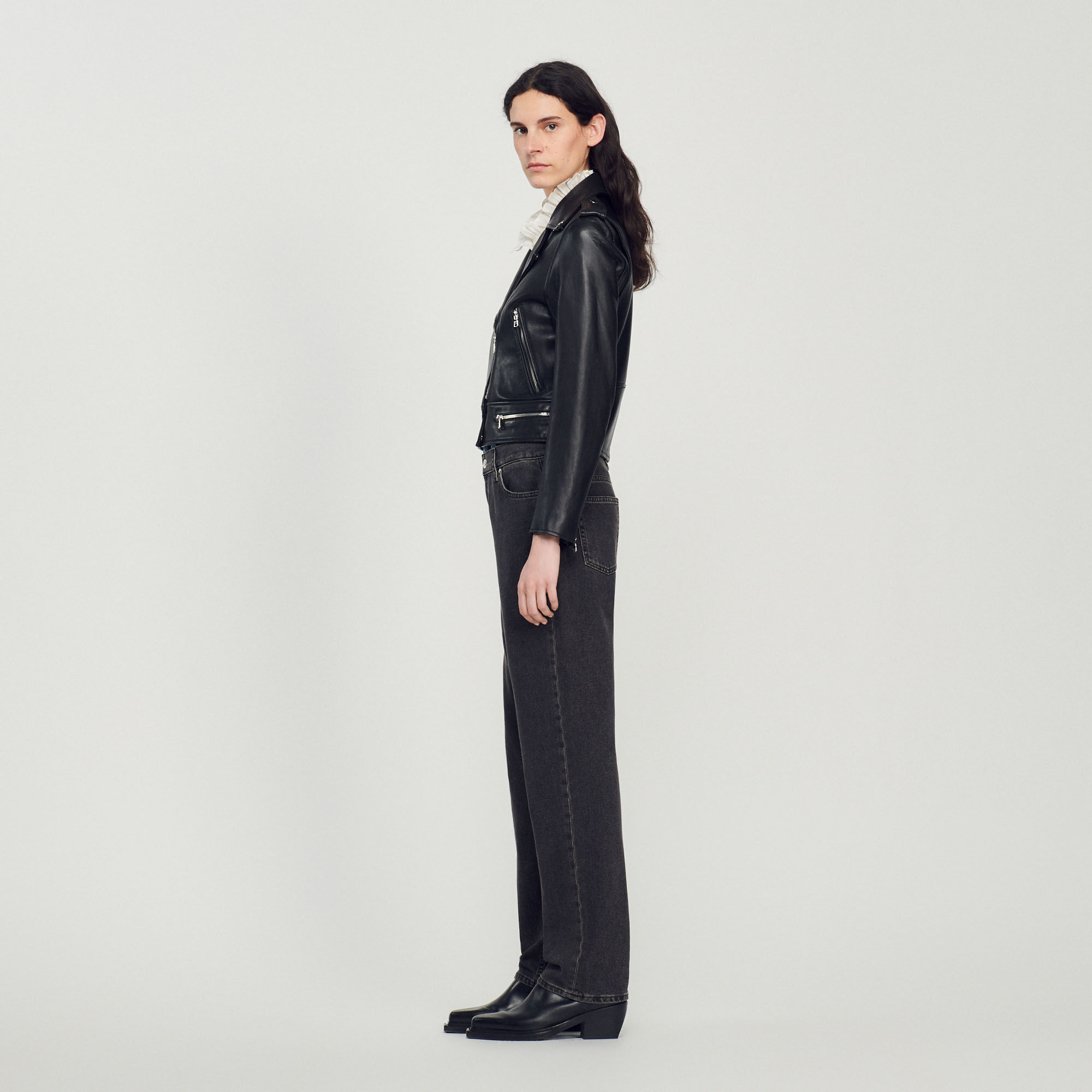 Sandro paris leather jacket best sale