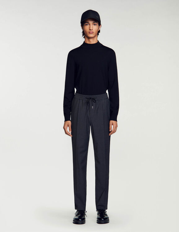 Elasticated straight-leg trousers Brown Homme