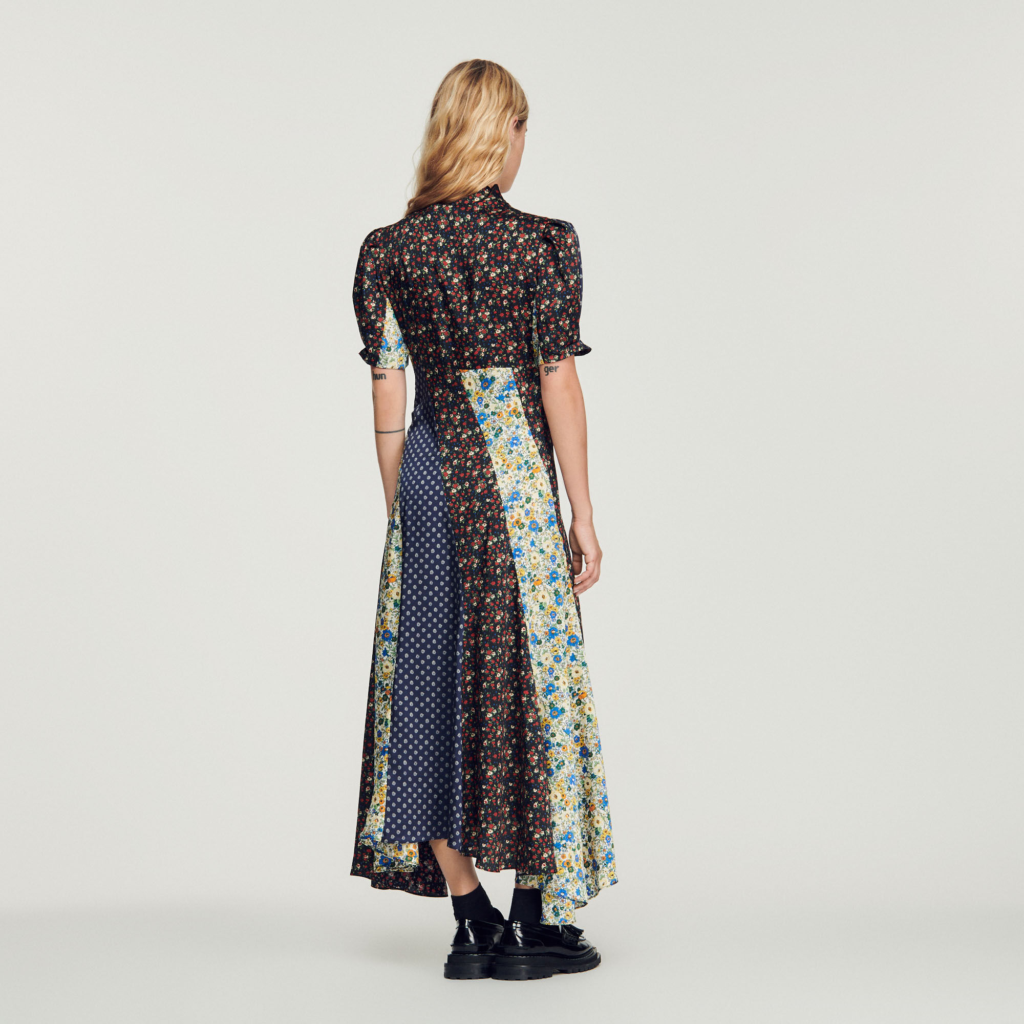 Sandro long printed best sale dress