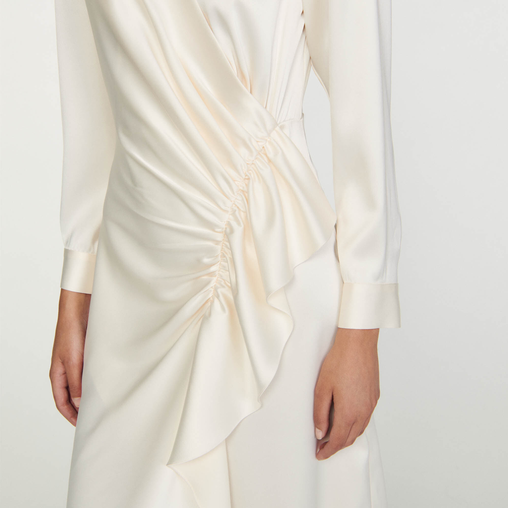 Ruffled satin effect dress Dresses Sandro paris