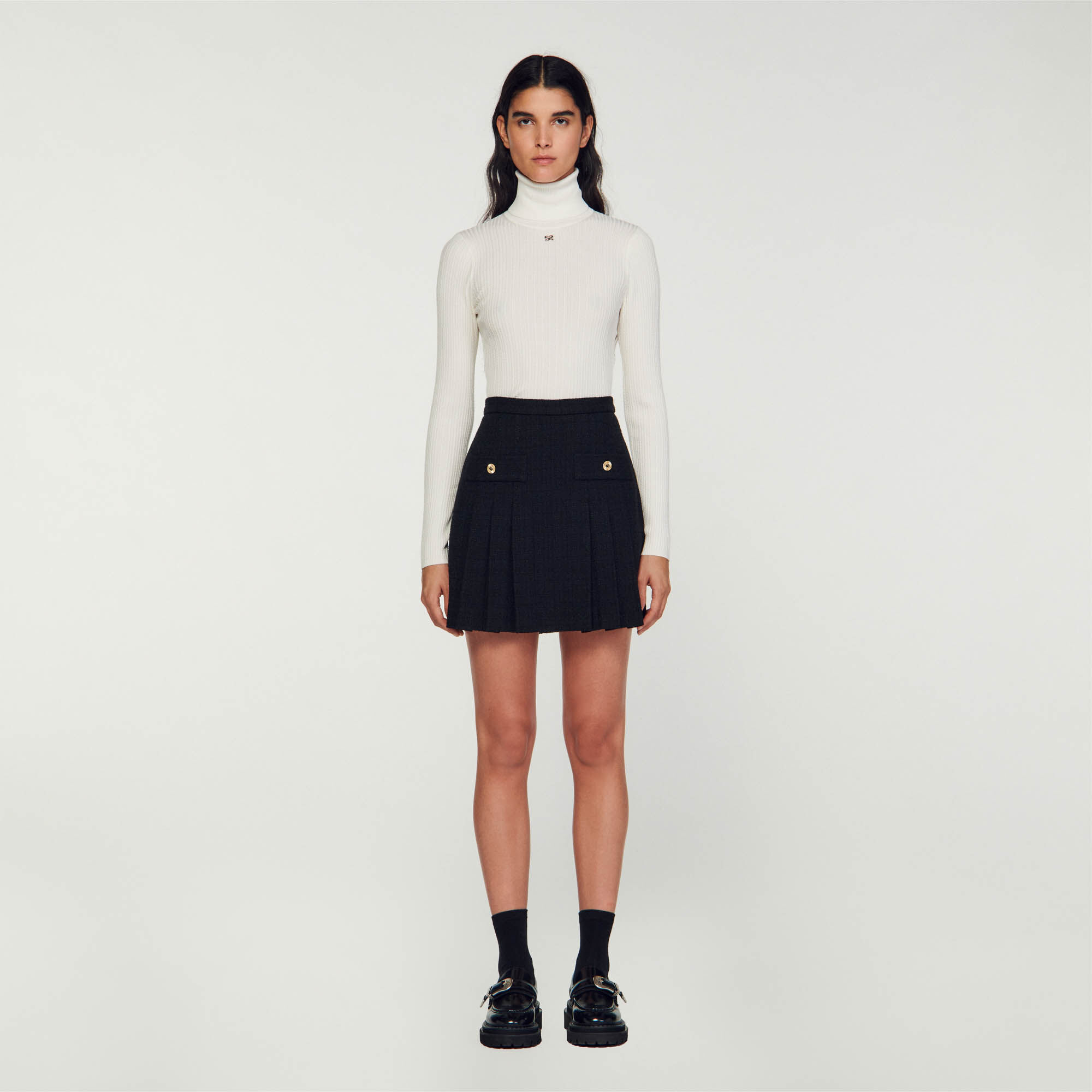Pleated tweed skirt Skirts Shorts Sandro paris