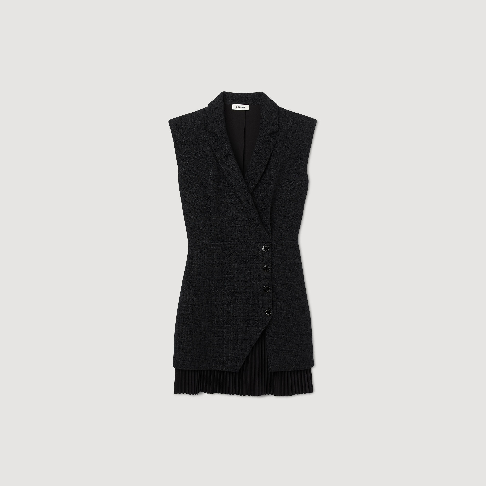 Tweed button deals pleated dress