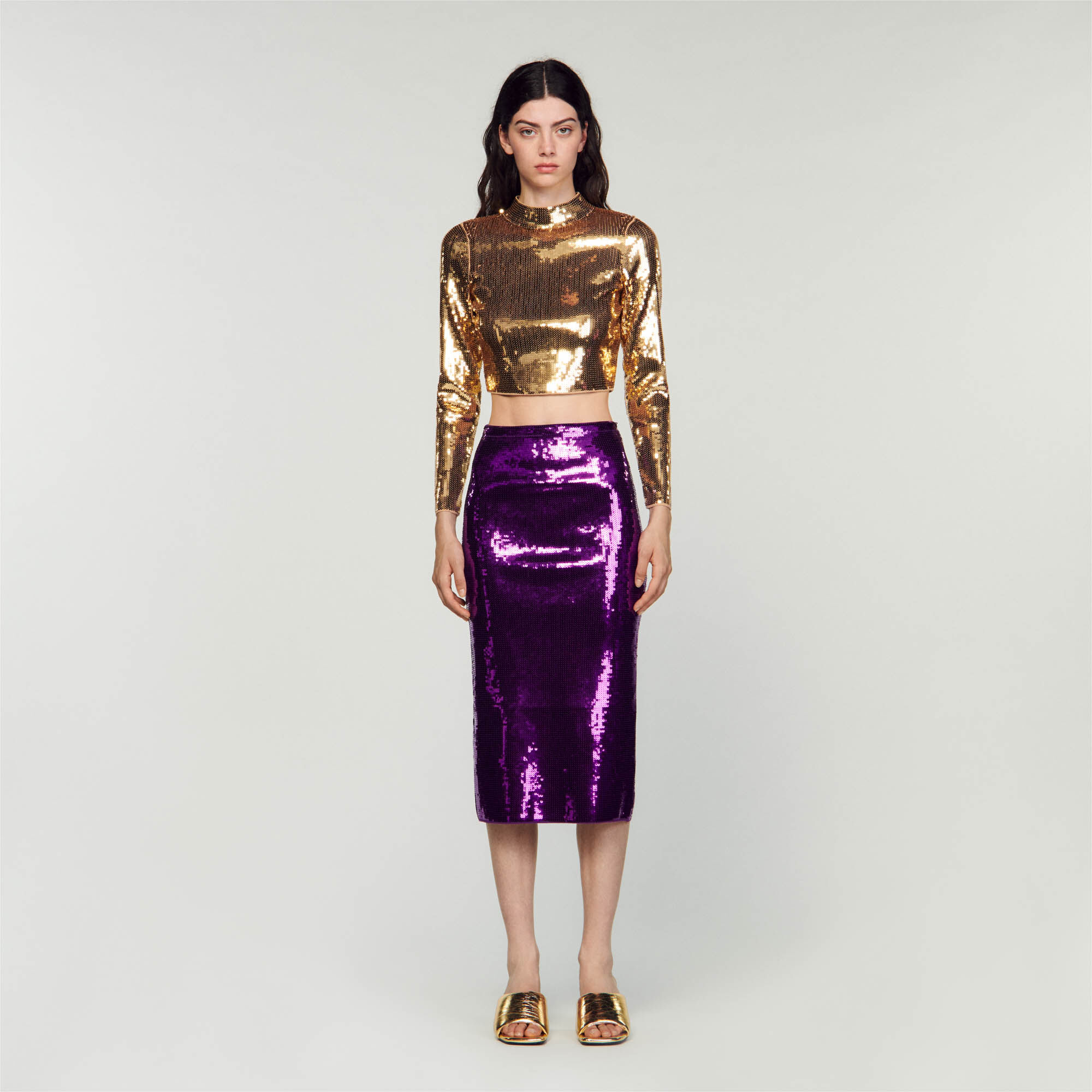 Sequin midi skirt Skirts Shorts Sandro paris