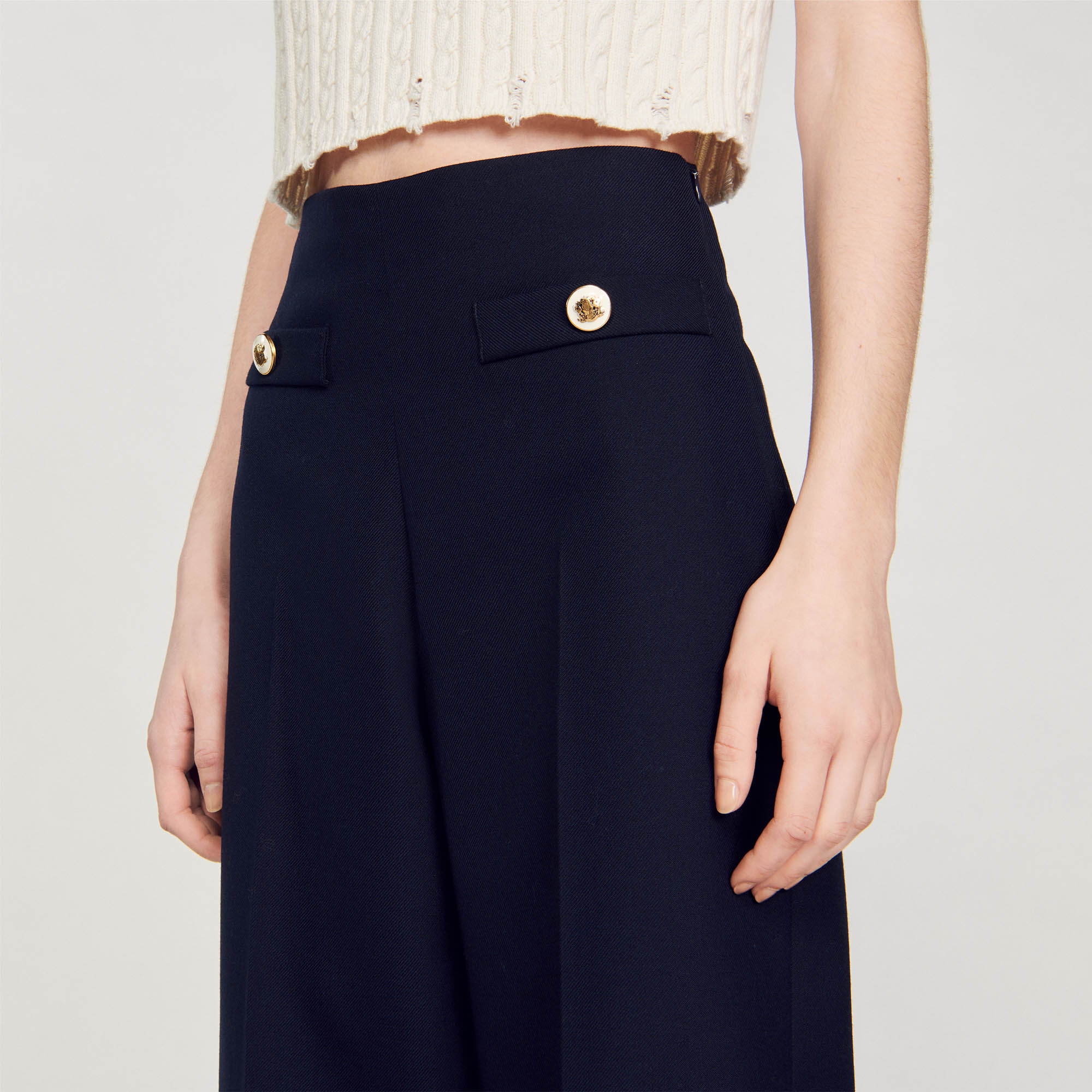 Pantalon large deals bleu marine