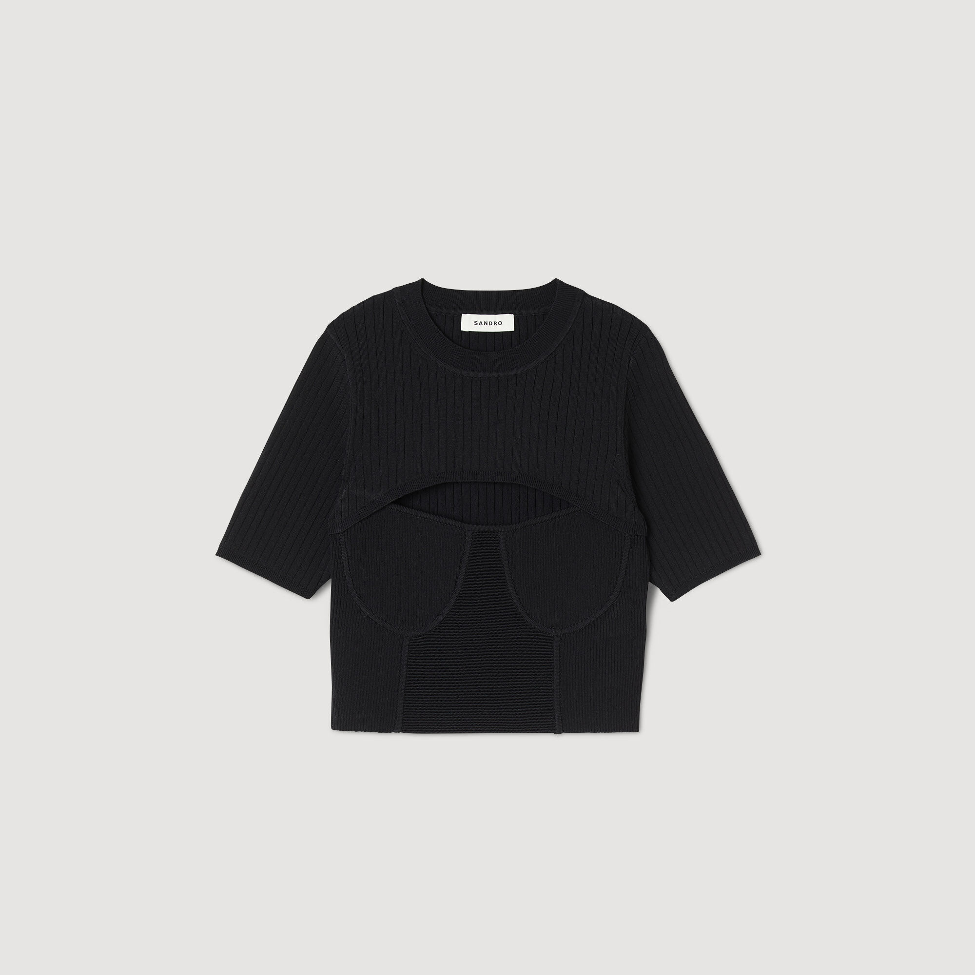 Cropped black top knitted jumper