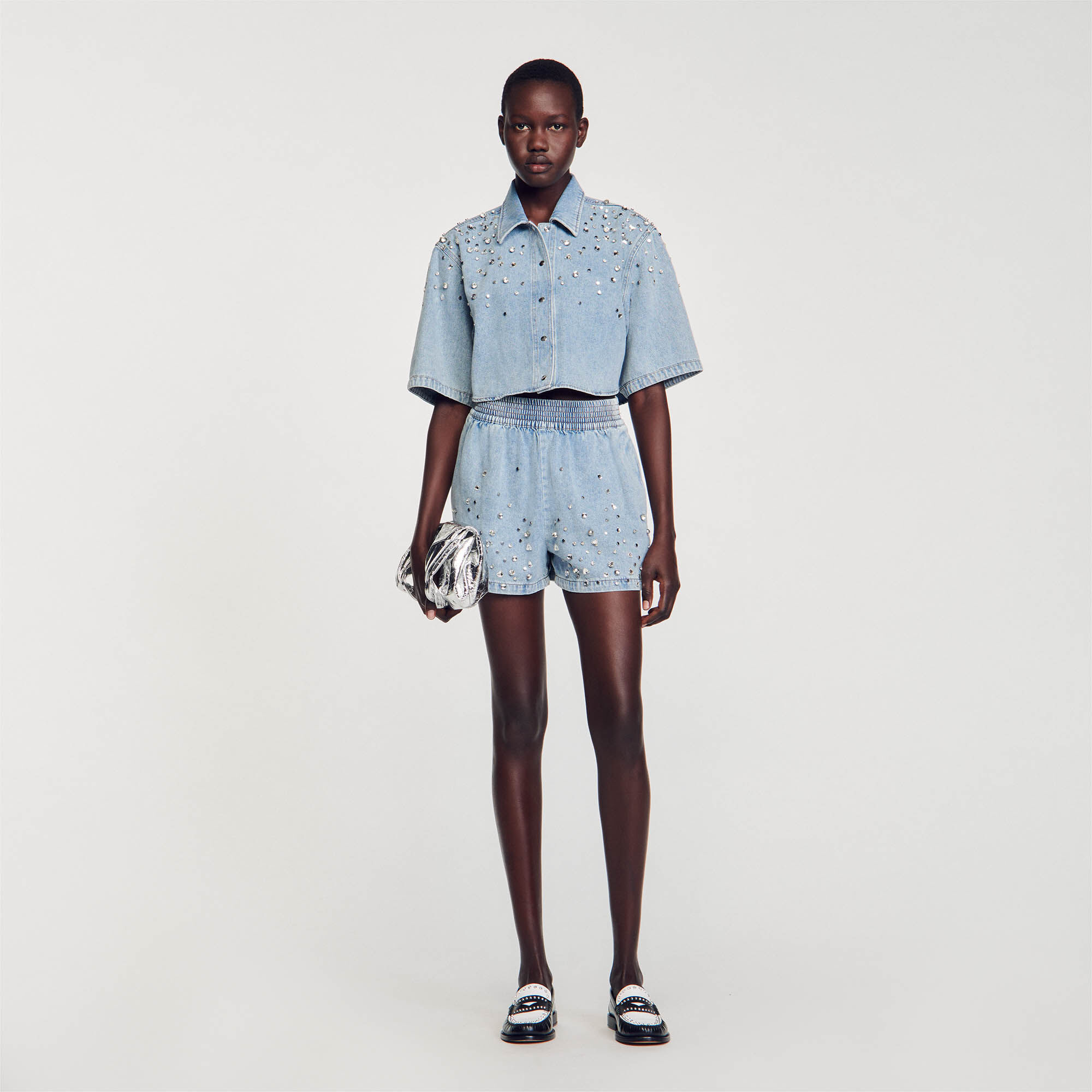Short shop denim femme