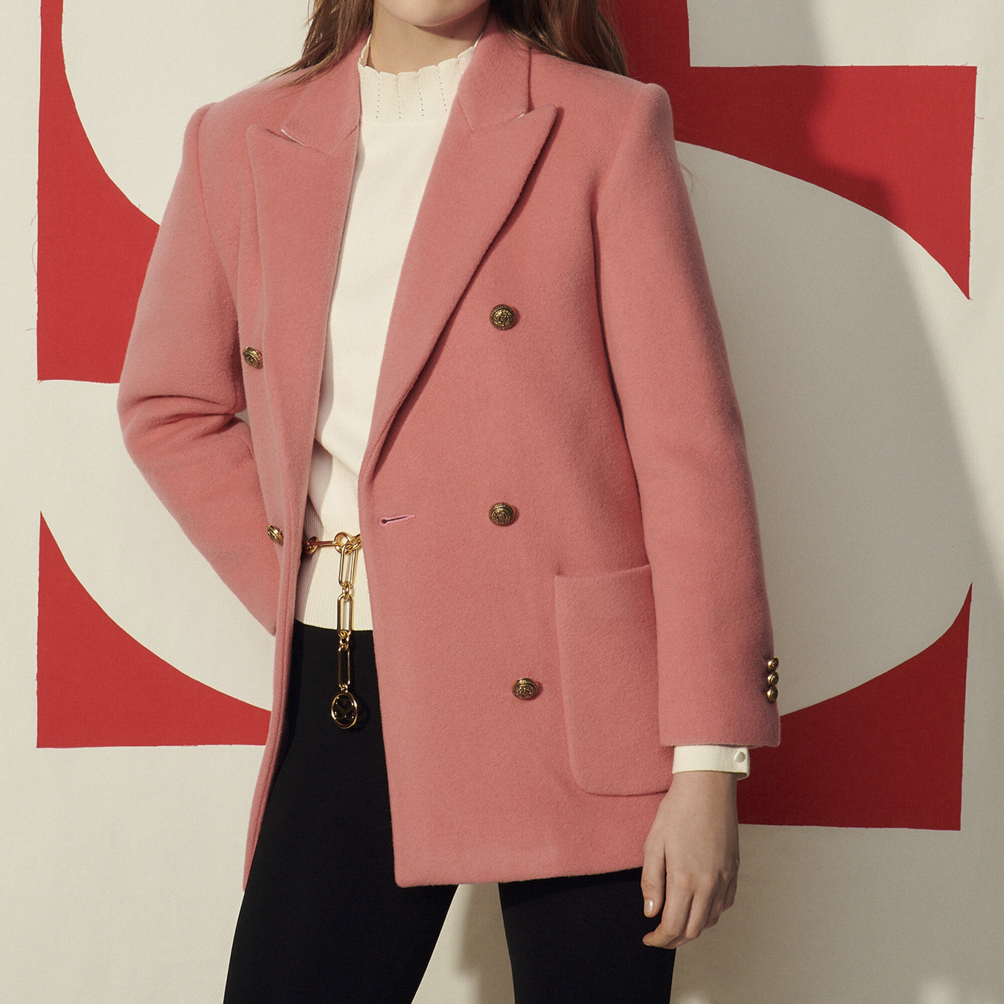 Sandro pink coat clearance