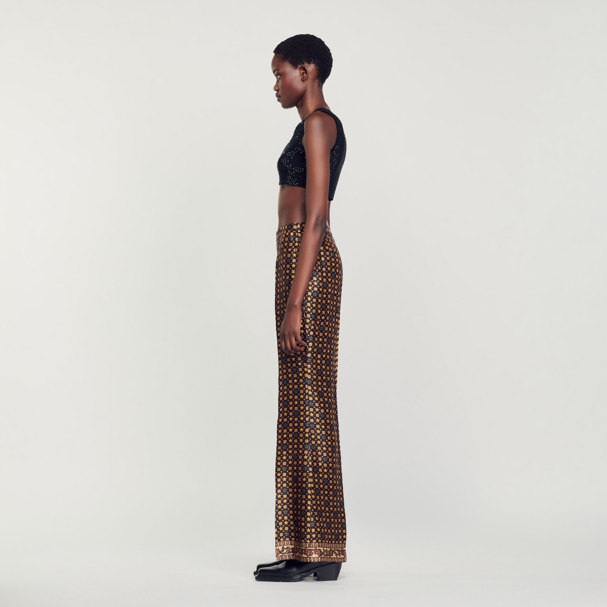 Printed satin trousers Pants Sandro paris