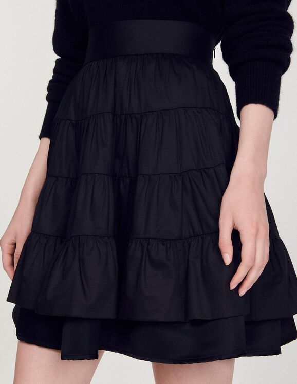 Short dual-material skirt Black Femme