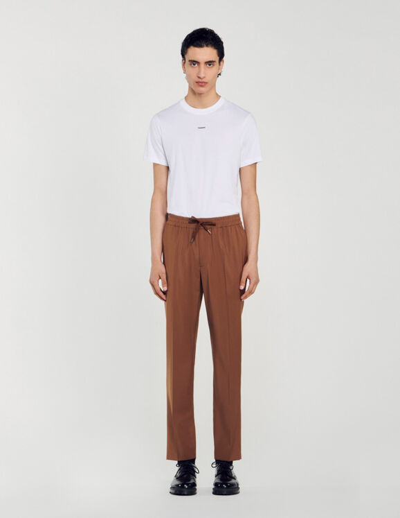 Elasticated straight-leg trousers Brown Homme