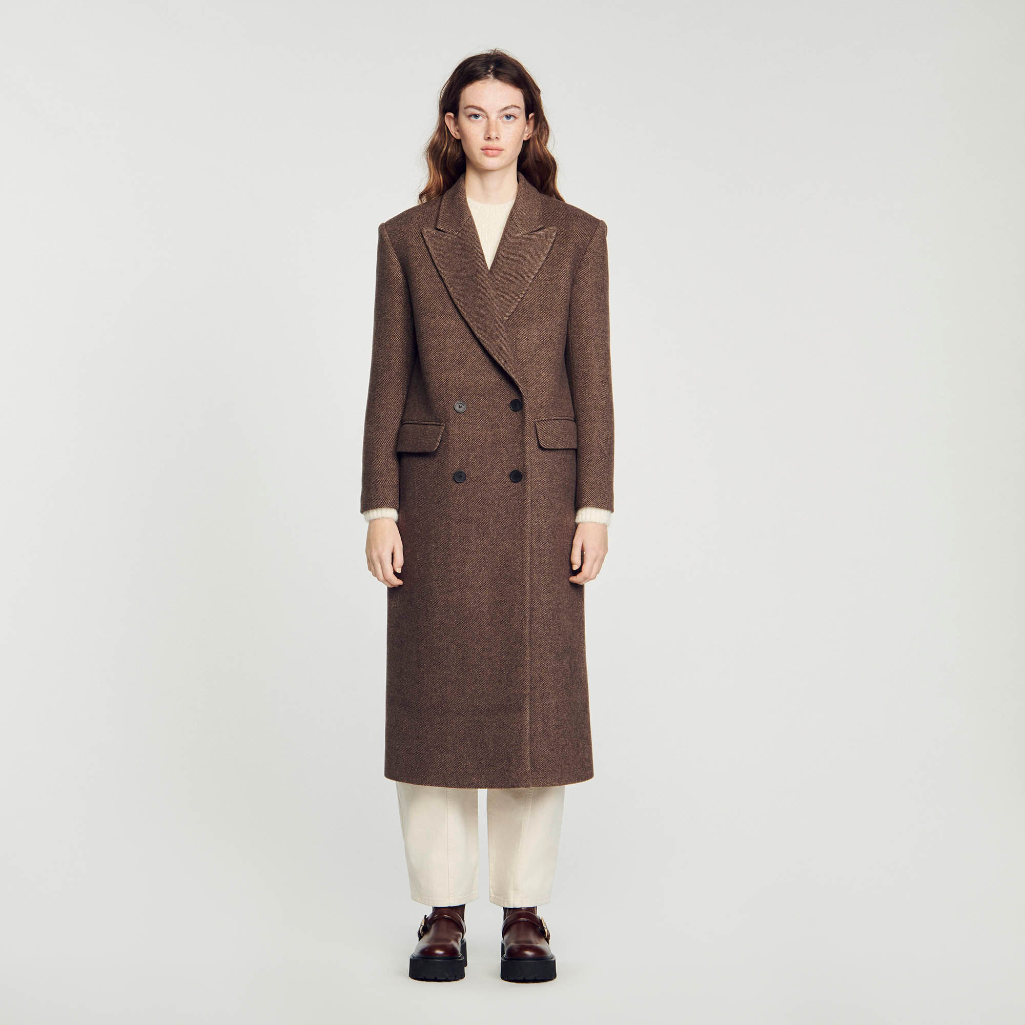 Sandro double breasted wool coat store