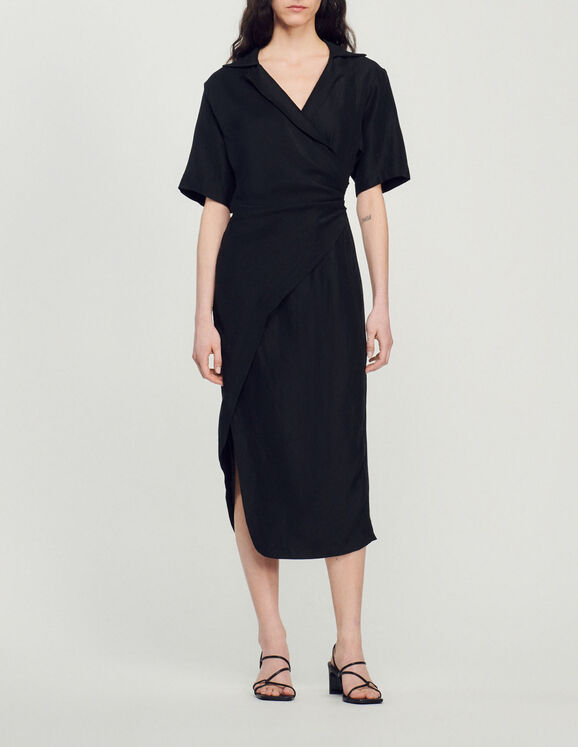 Draped asymmetric dress - Dresses - Sandro-paris.com