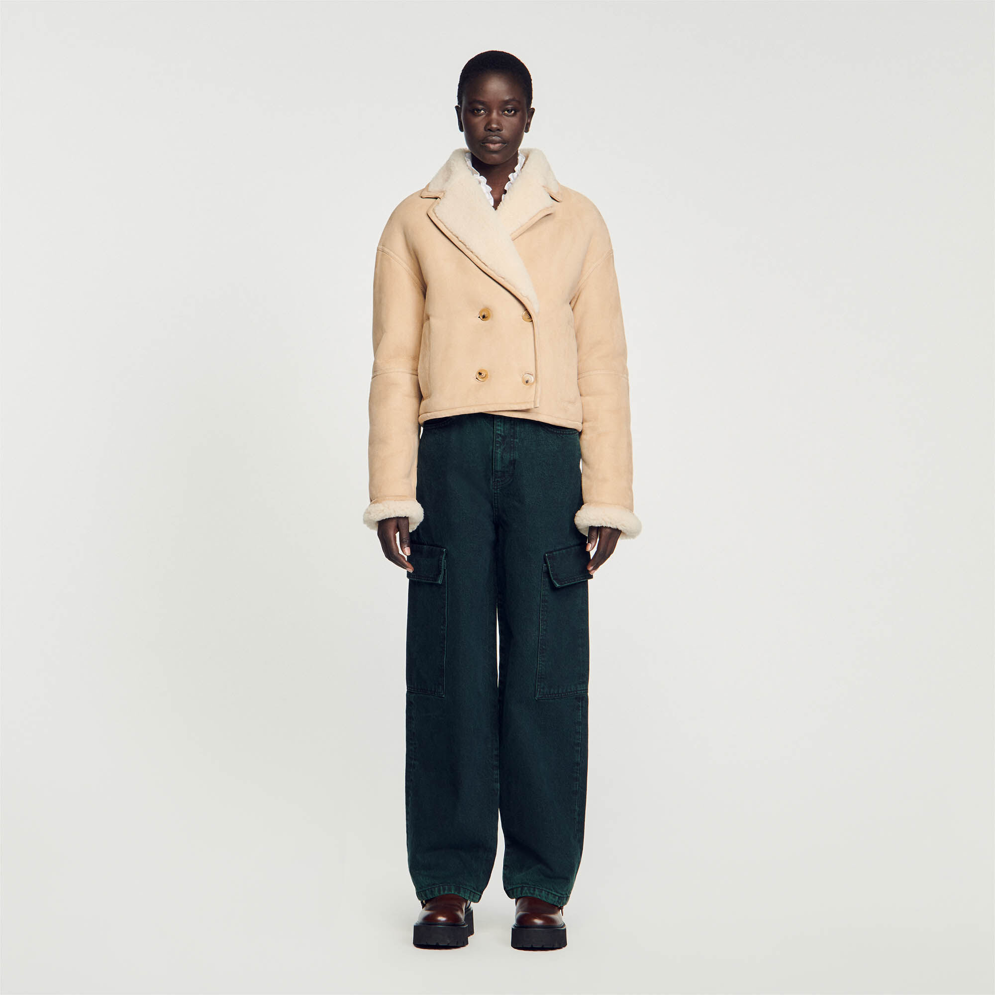 Cropped shearling jacket