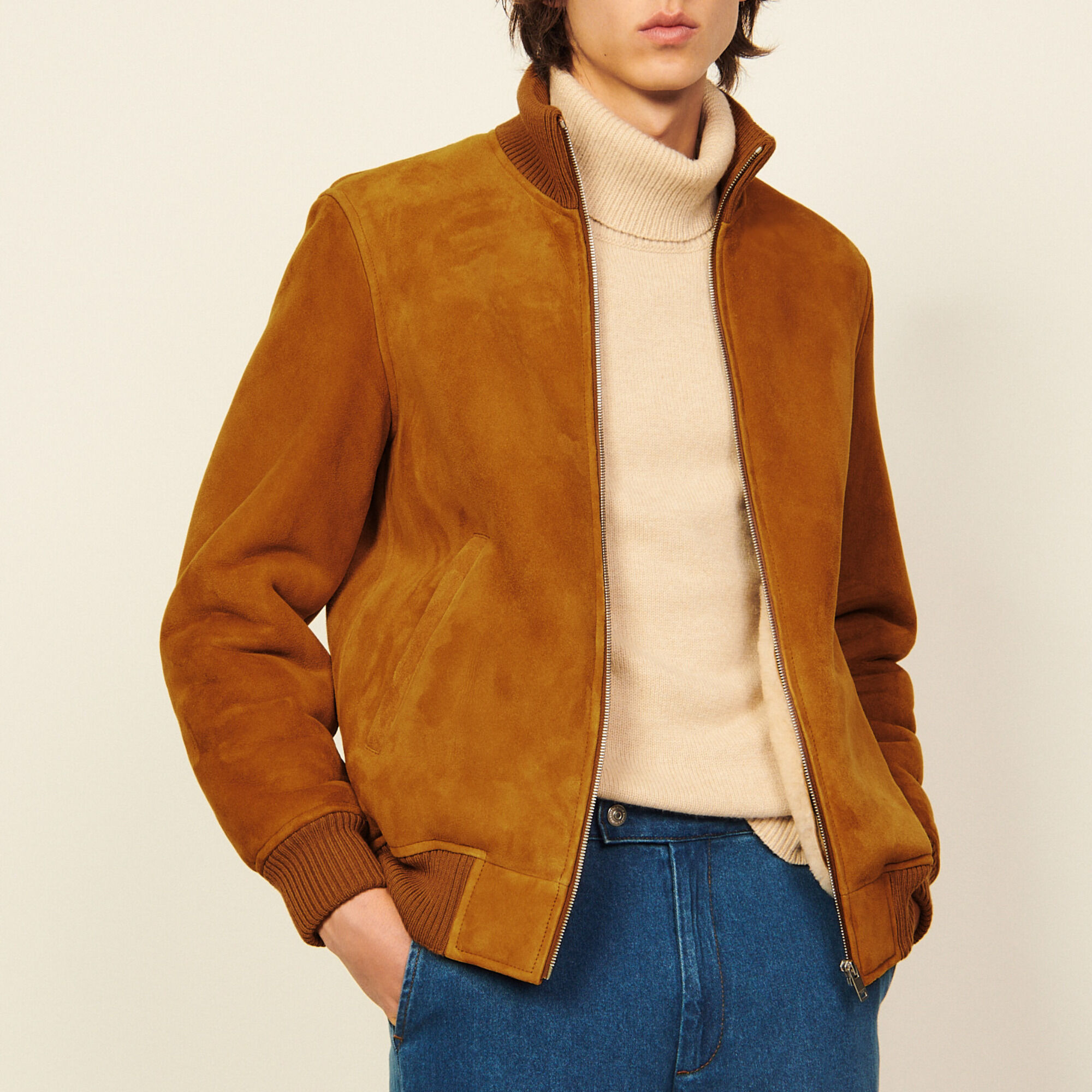 Sandro shearling jacket mens on sale