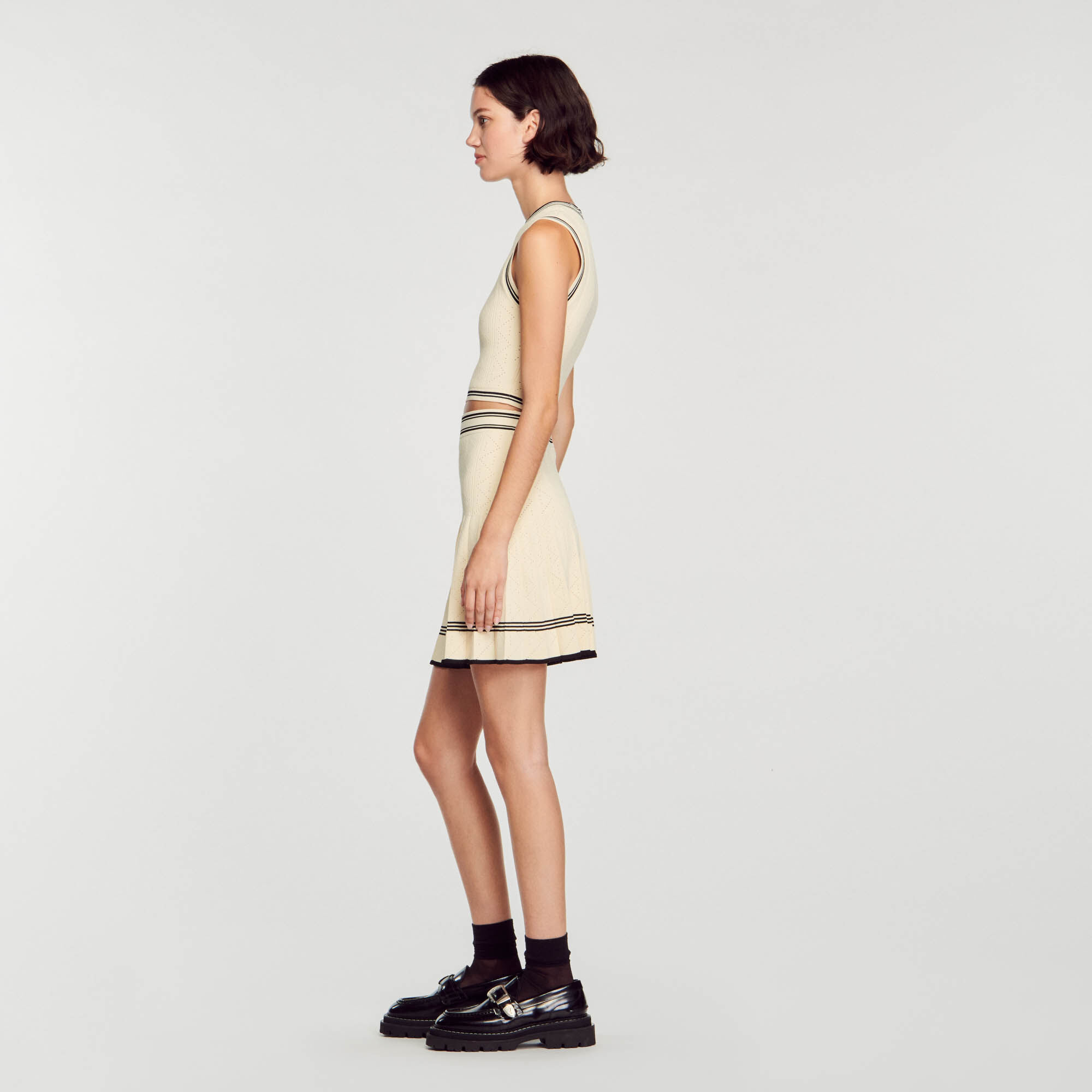Short dress with deals pleated skirt bottom sandro