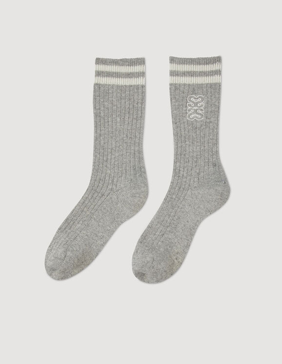 Multi S socks Mocked Grey Femme
