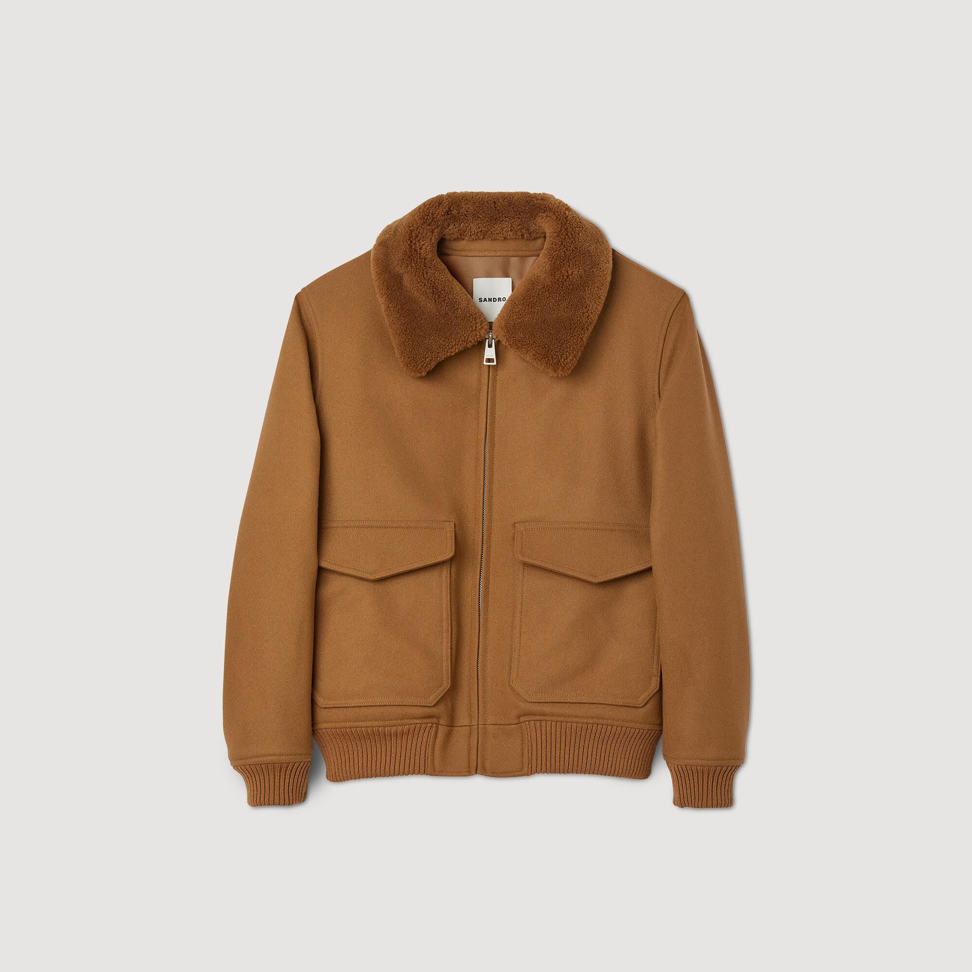 Aviator jacket with sheepskin collar Jackets Sandro paris