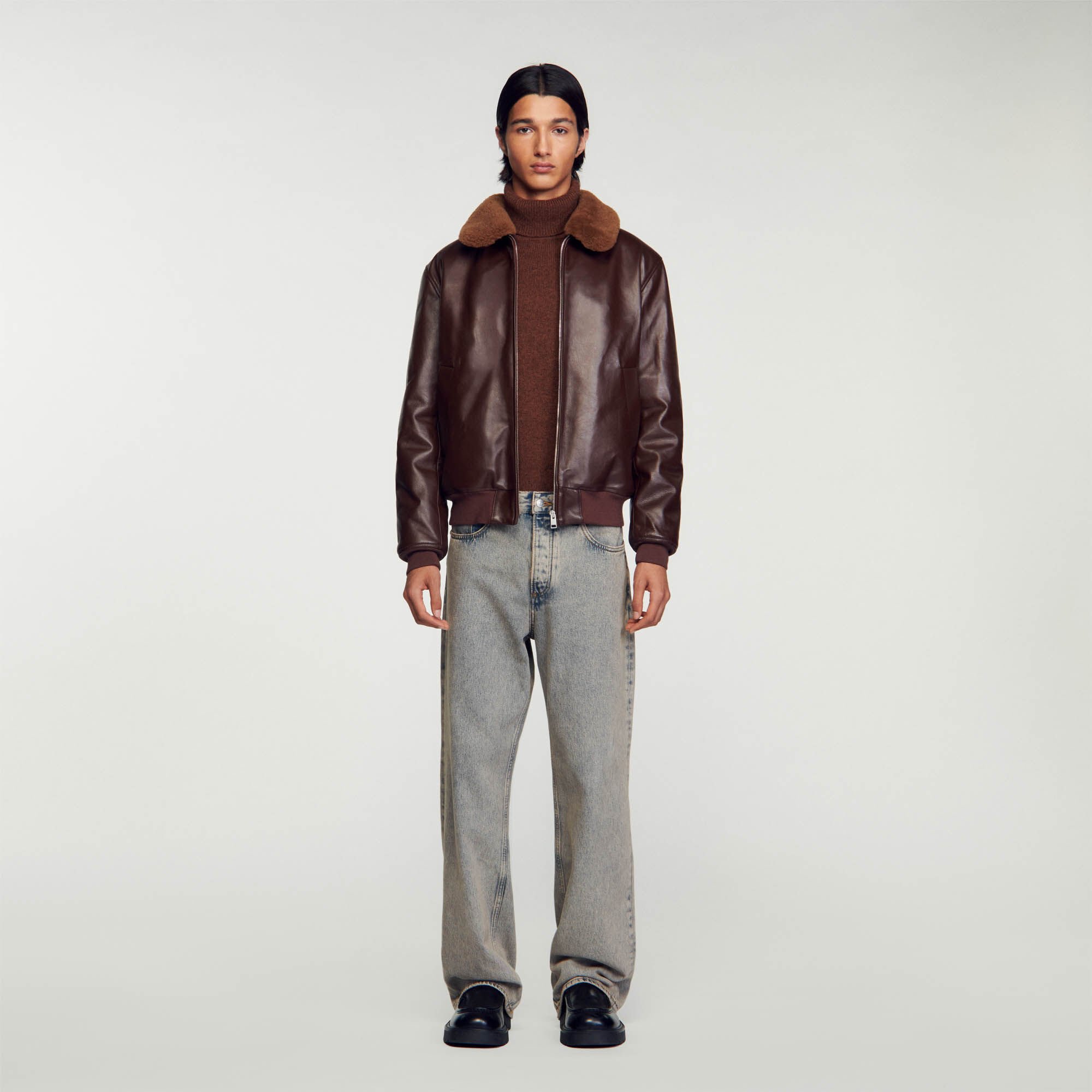 Sandro paris shearling jacket outlet