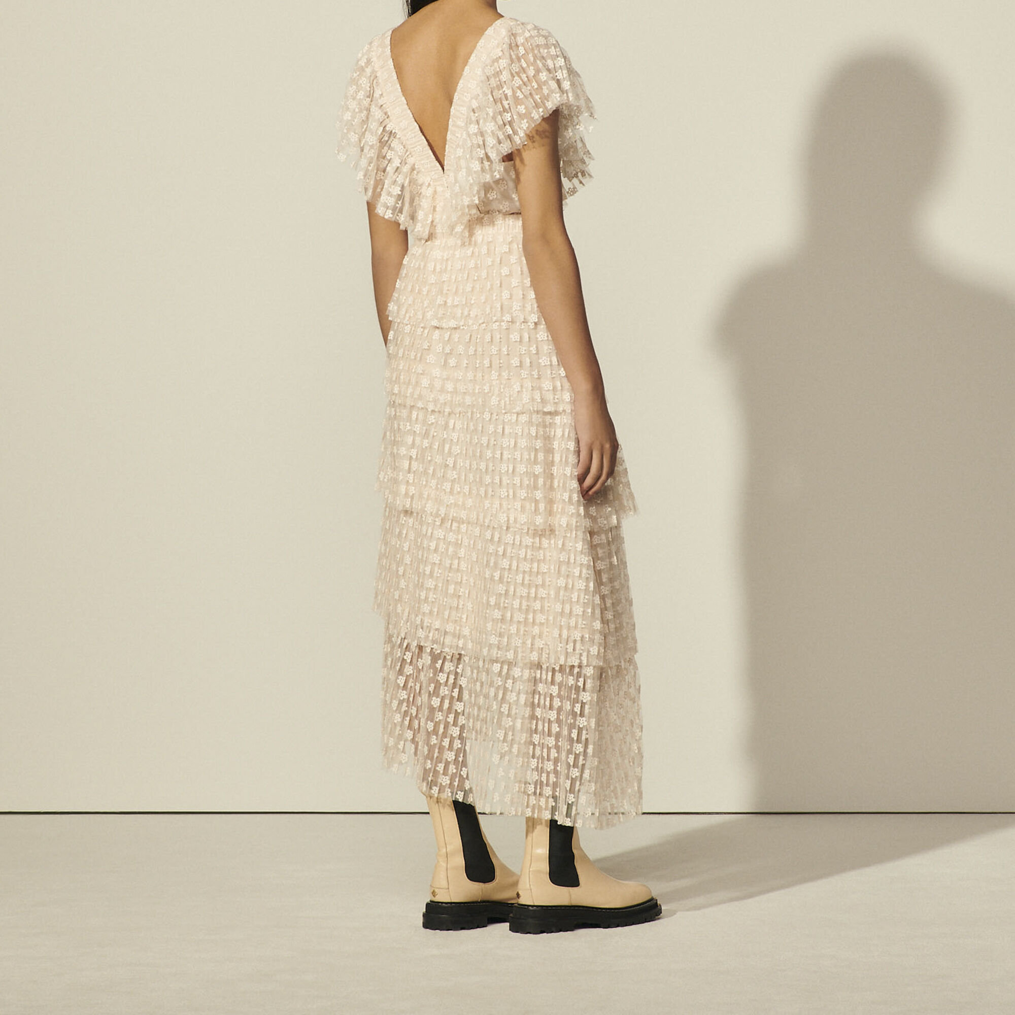 Sandro long pleated dress Clearance