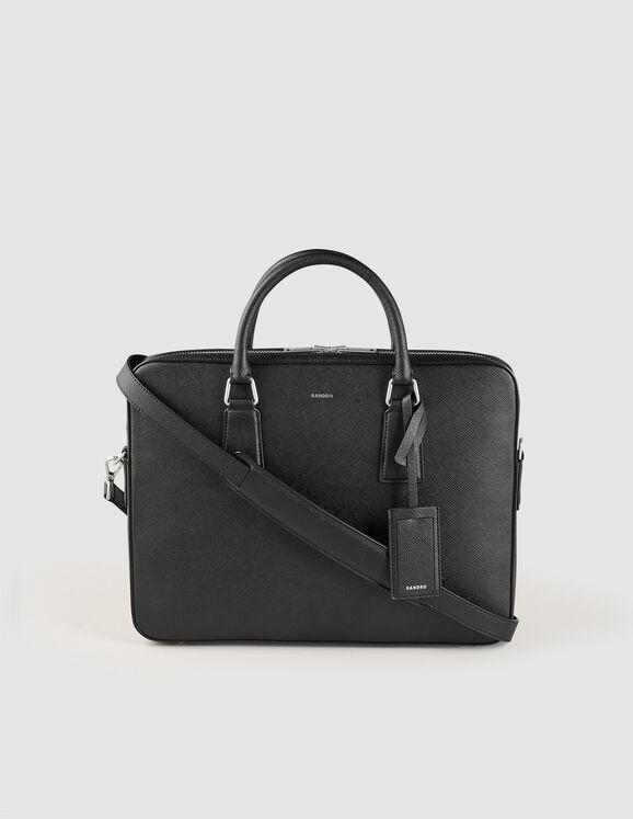 Briefcase en cuir format slim Noir Homme