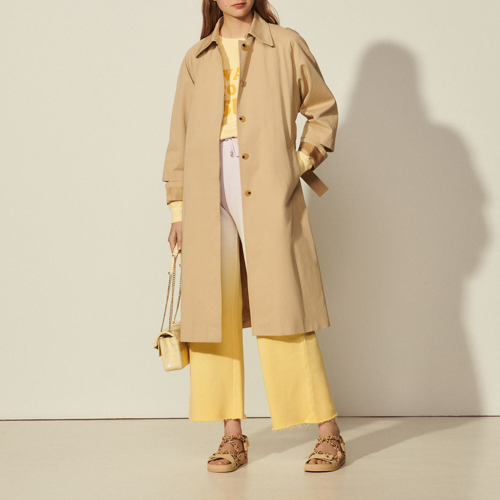 Cotton trench coat with cut-outs