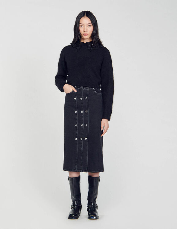 Cropped jumper with sequins Black Femme