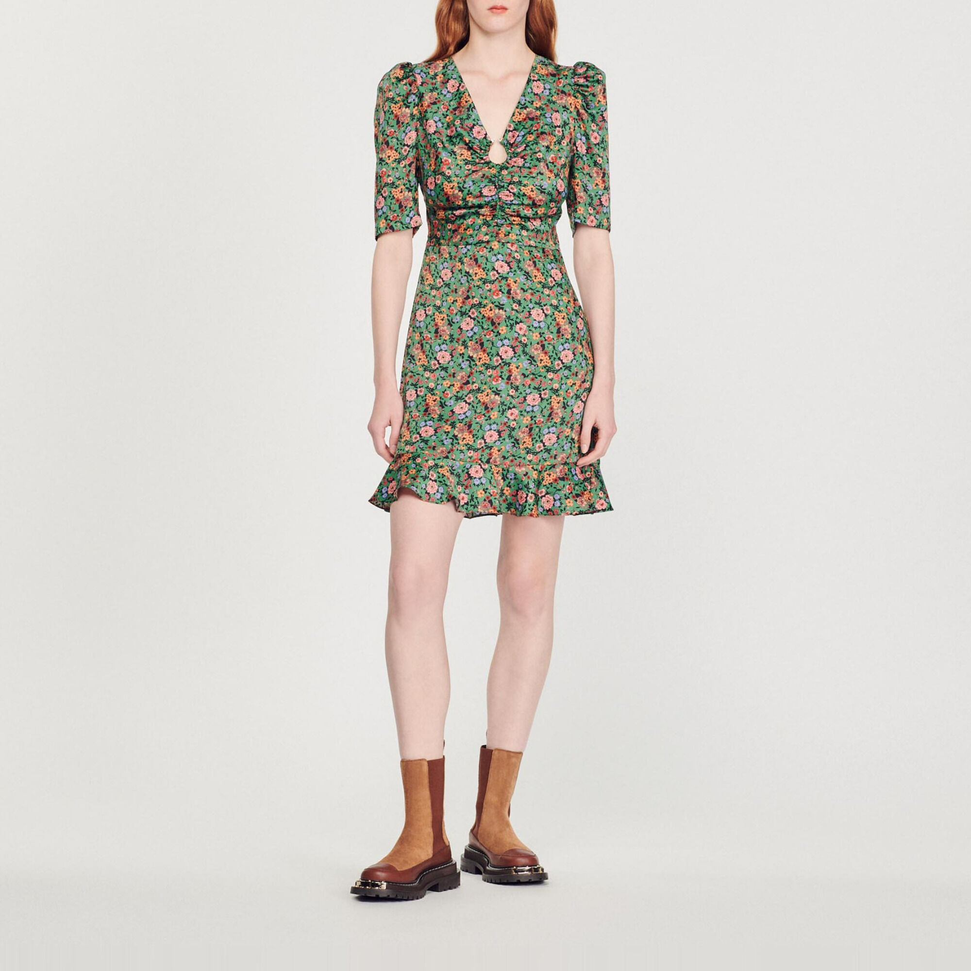 Sandro green shop floral dress
