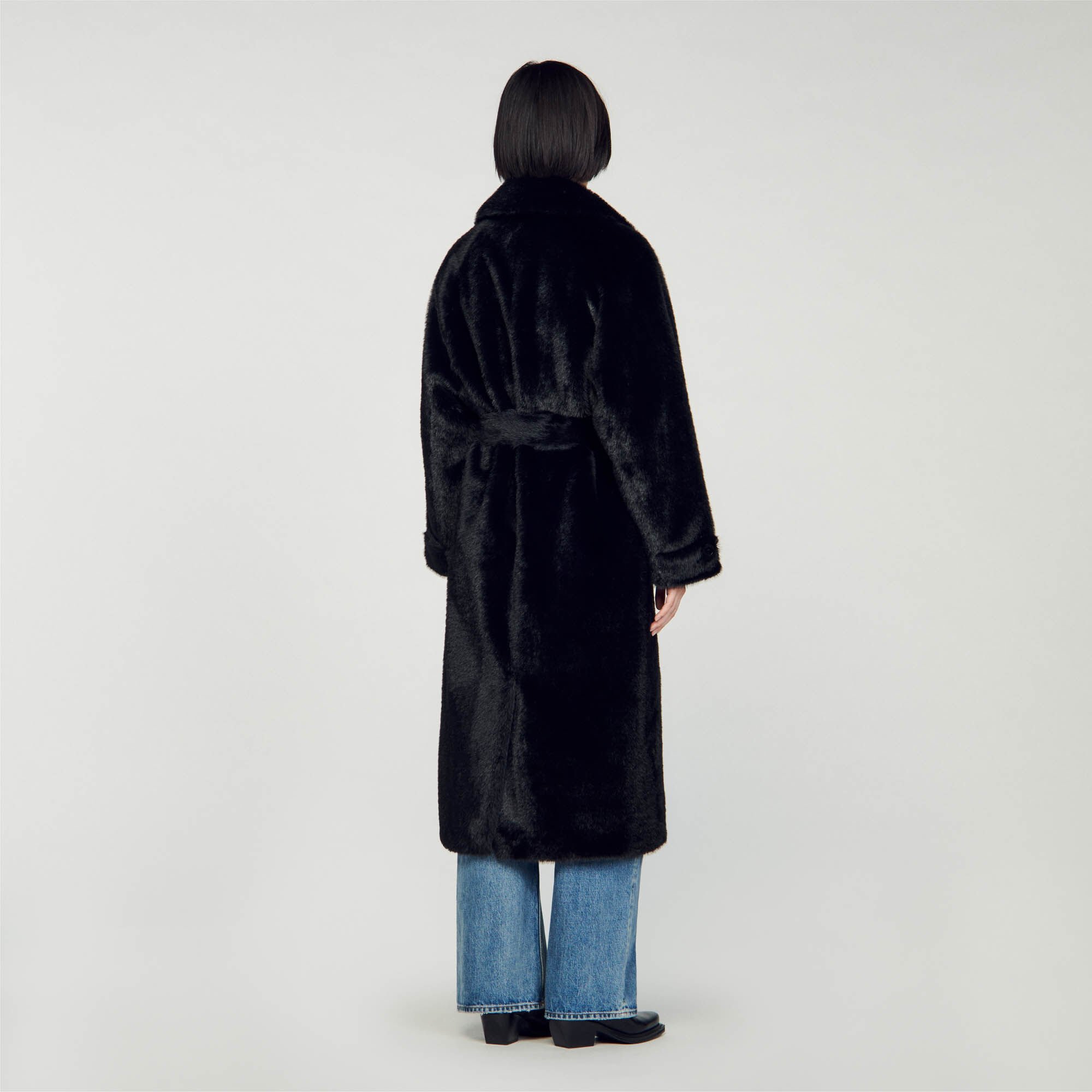 Long faux sales fur coat