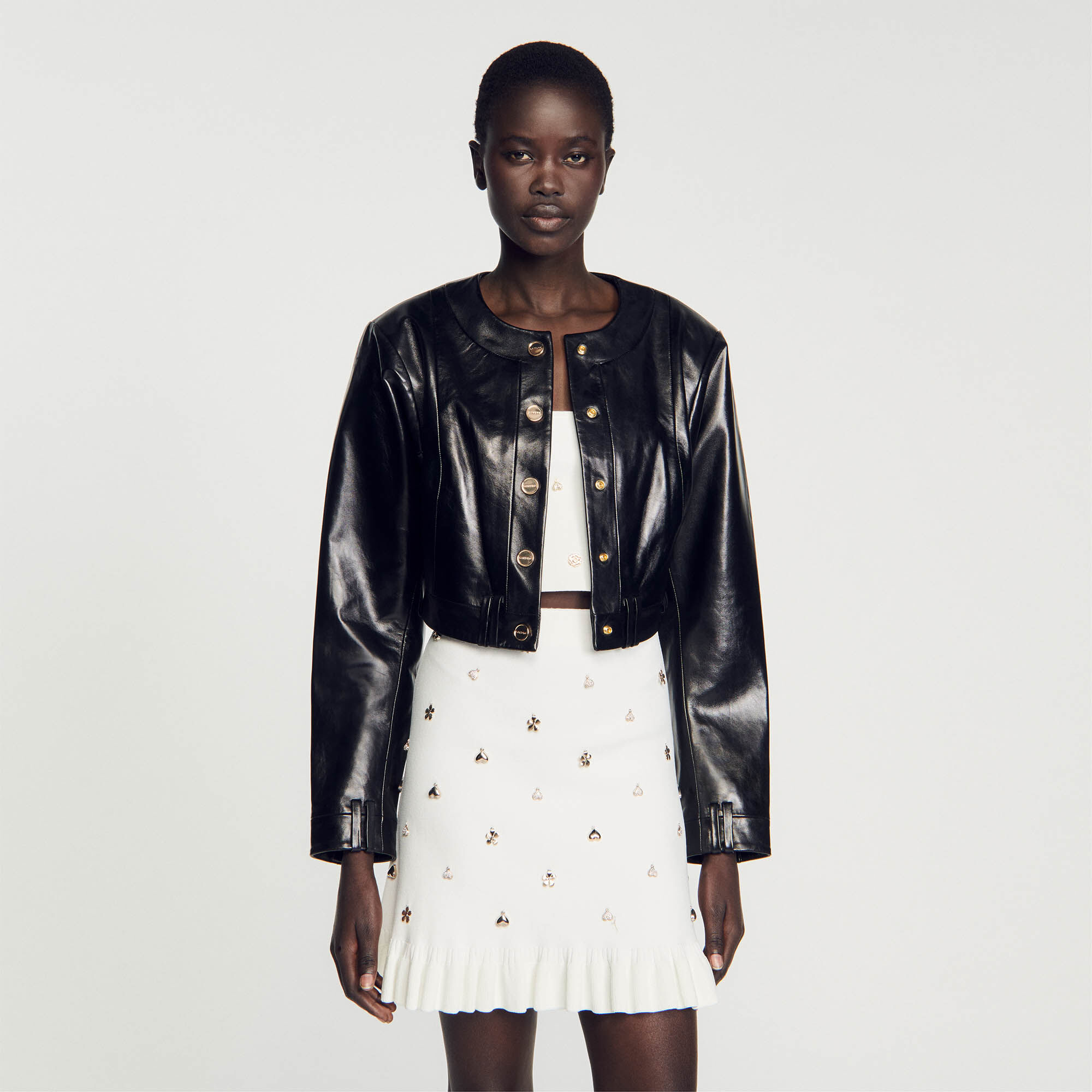 Blouson cuir best sale femme sandro