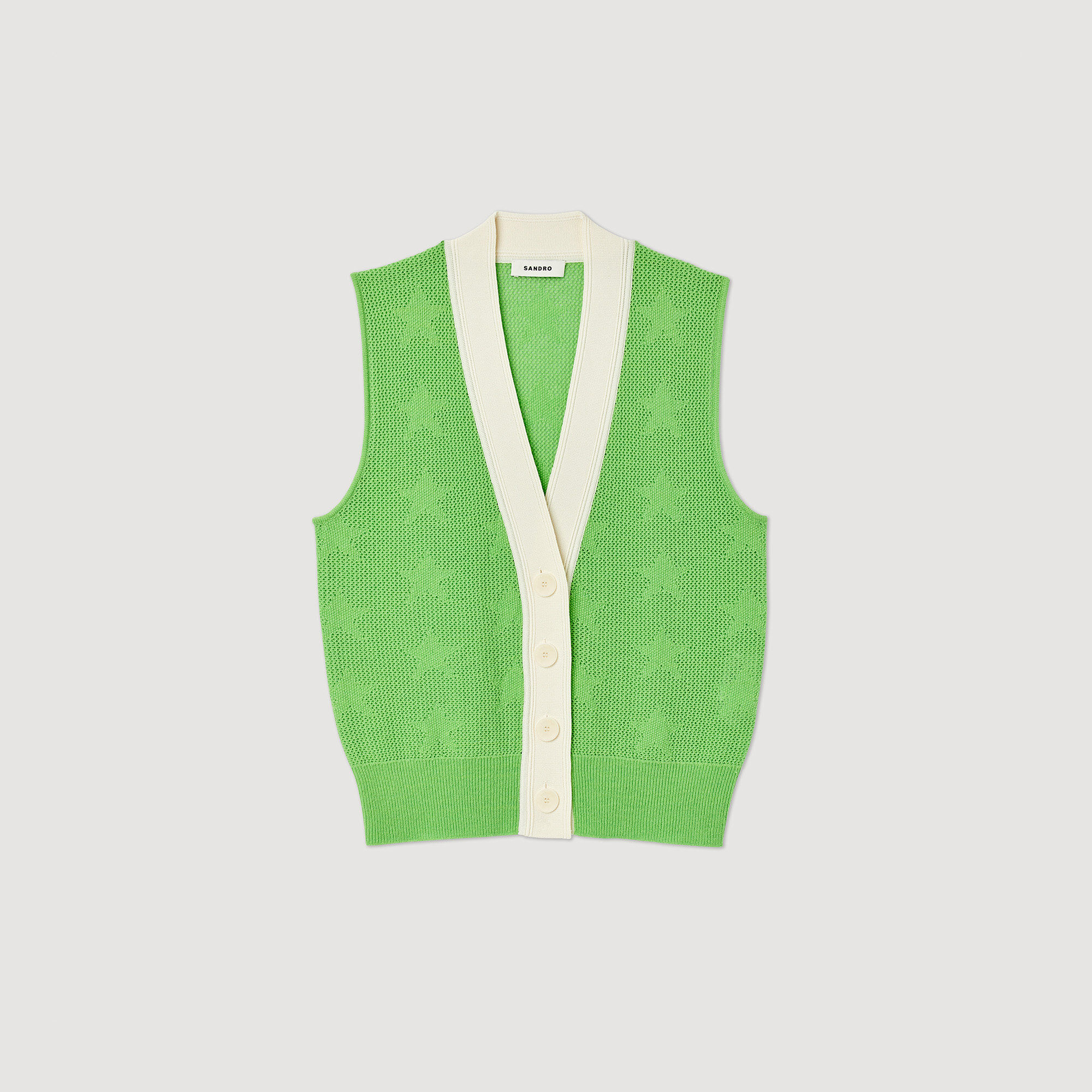 Green discount sleeveless cardigan