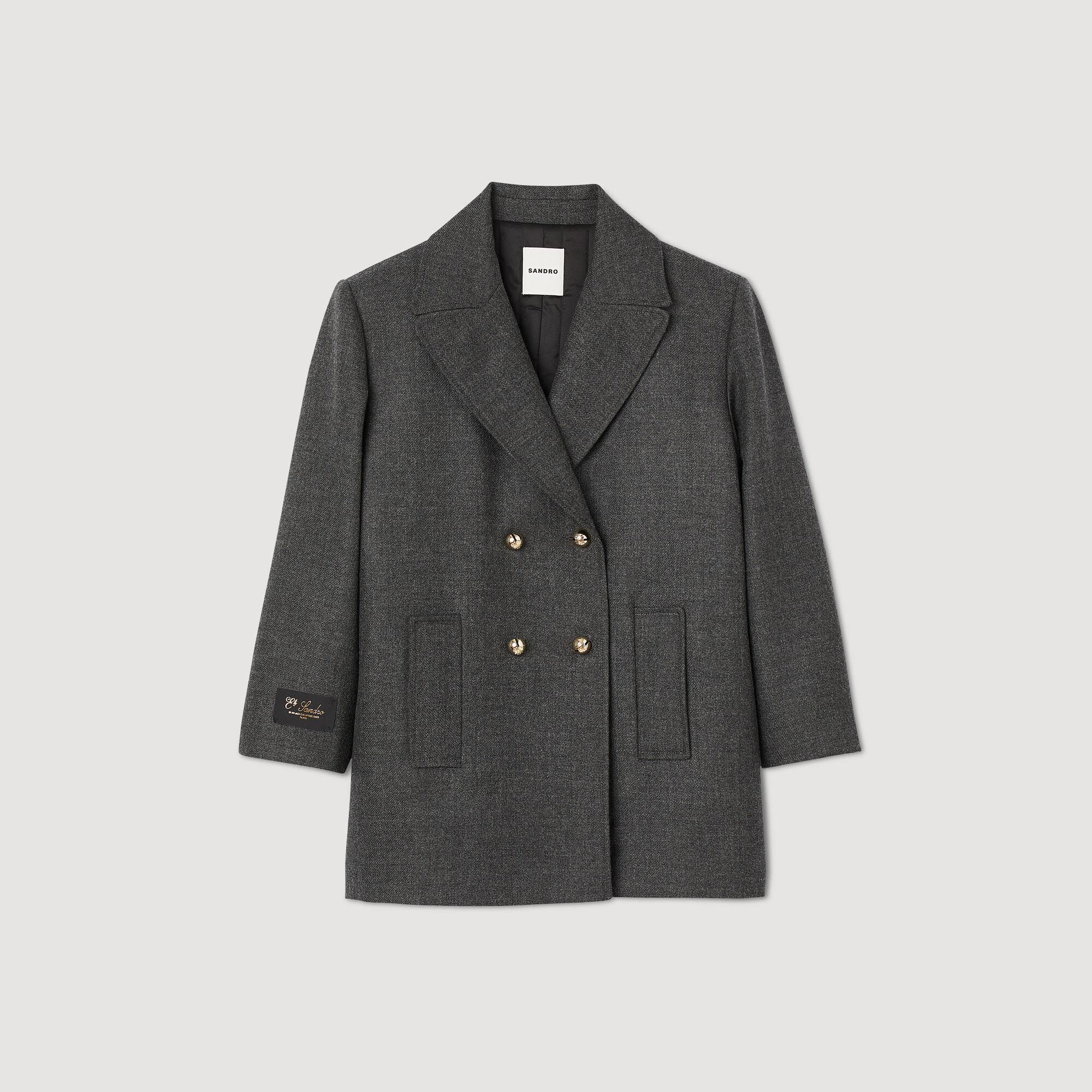 Sandro double breasted hotsell peacoat