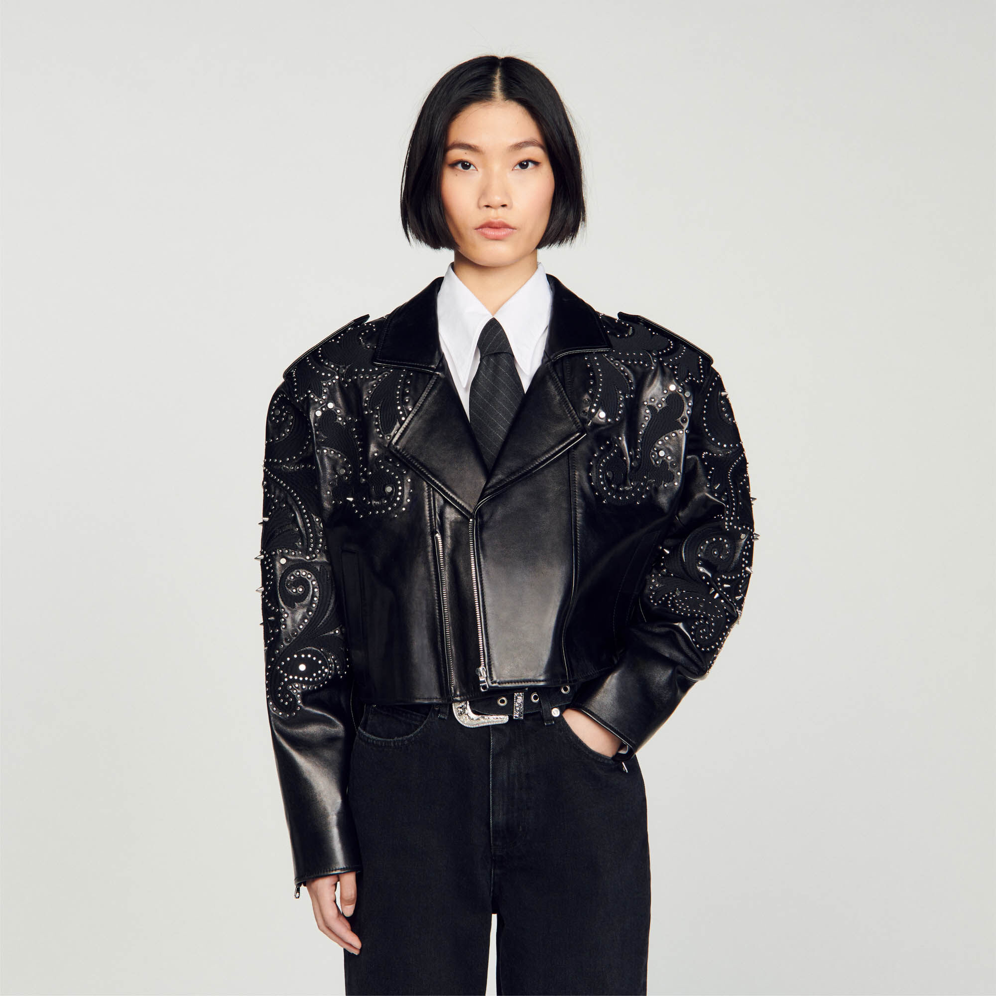 Veste sales sandro cuir