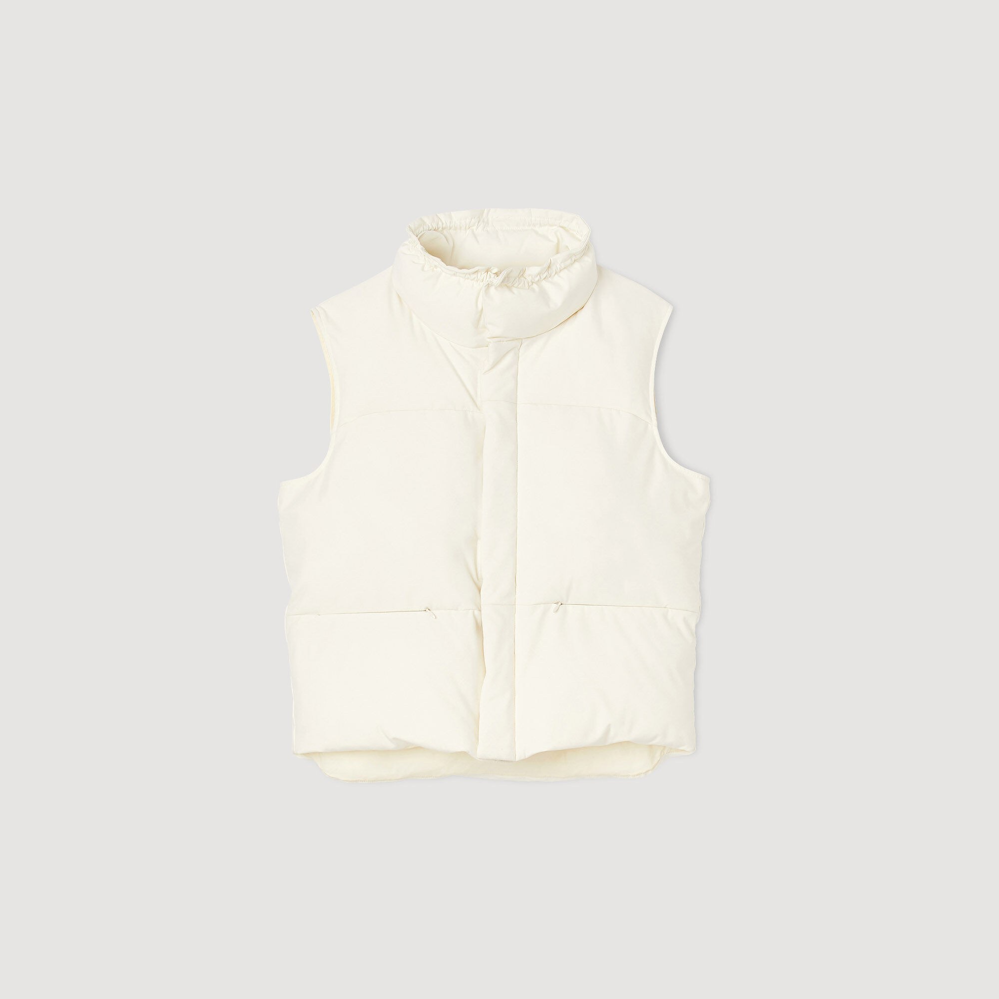 White sleeveless puffer jacket on sale