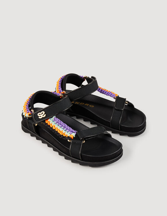 Sandals with colourful braiding Black Femme
