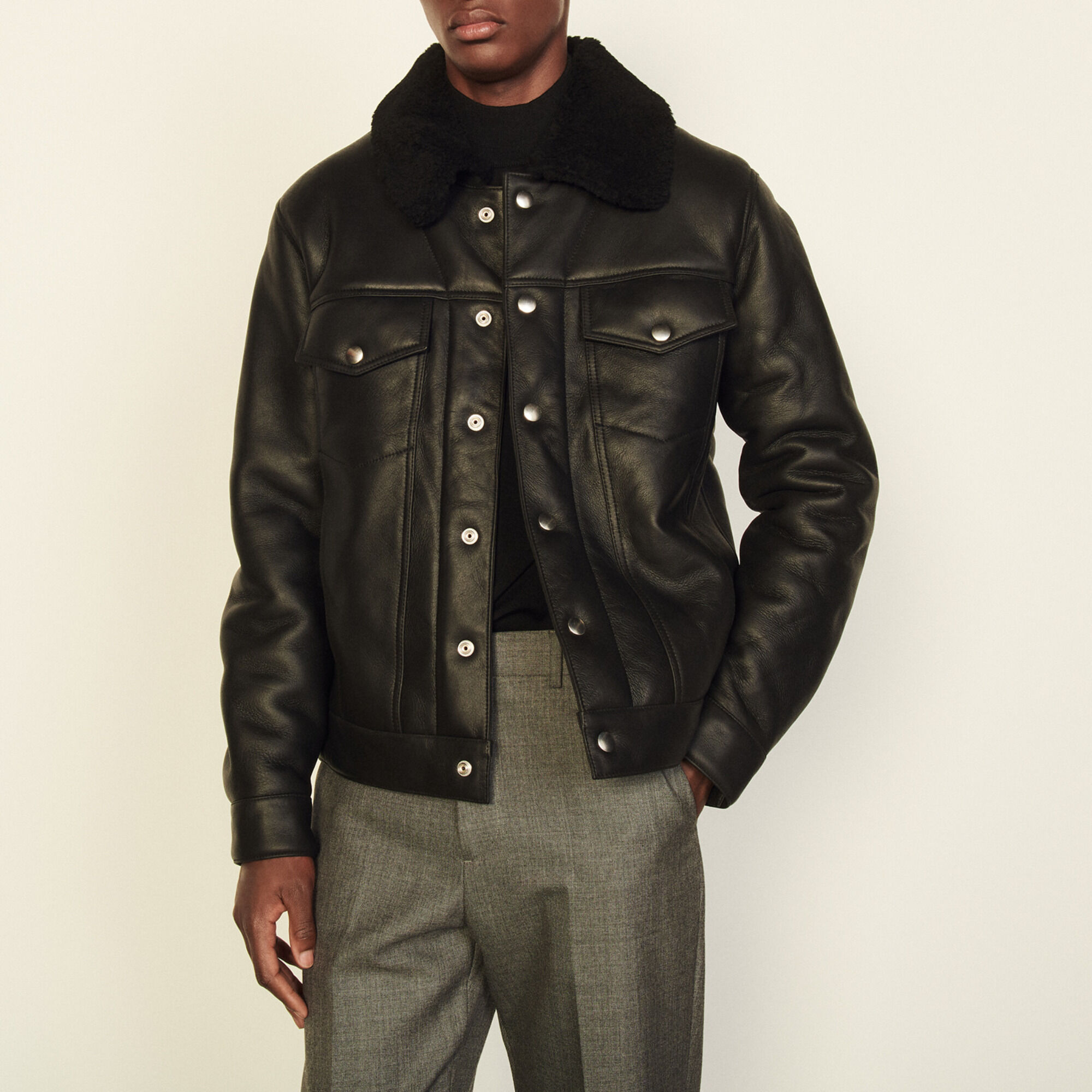Sandro paris shearling best sale jacket
