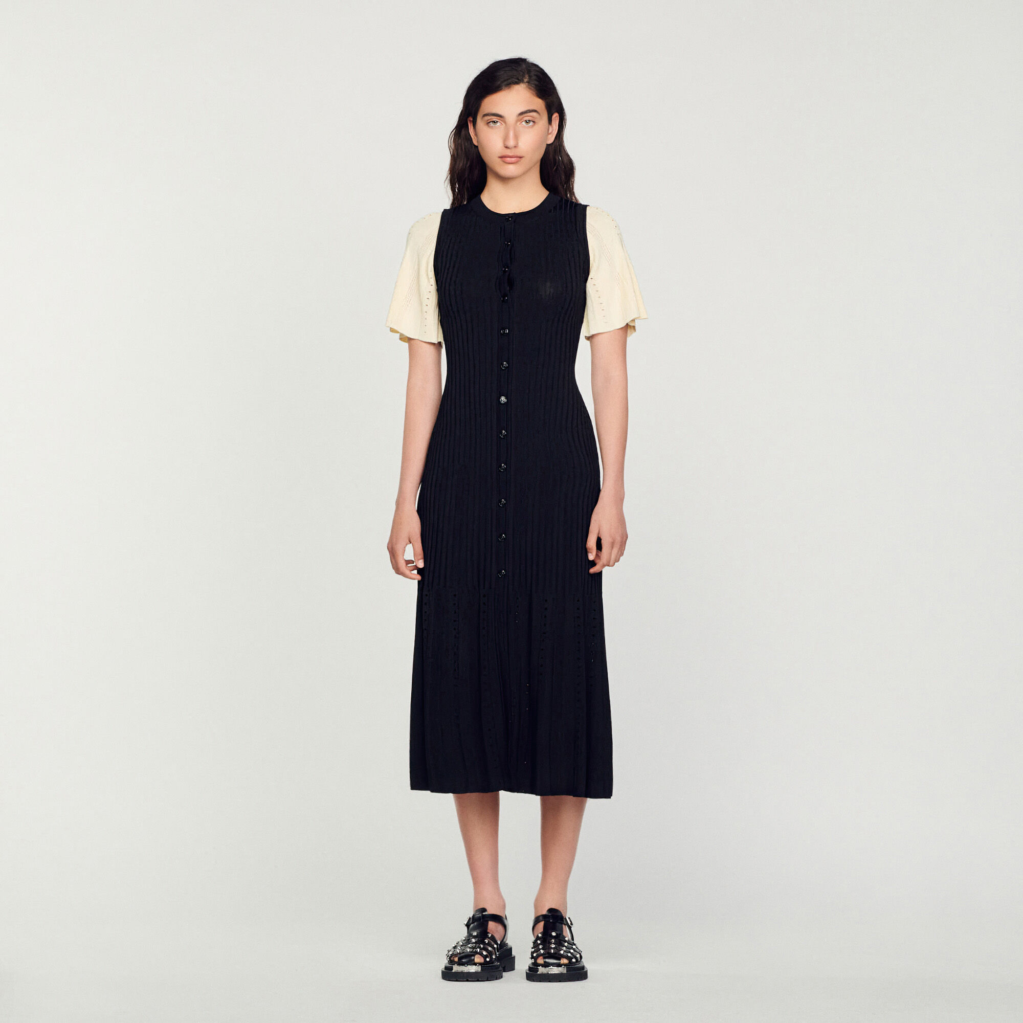 Sandro black knit sales dress
