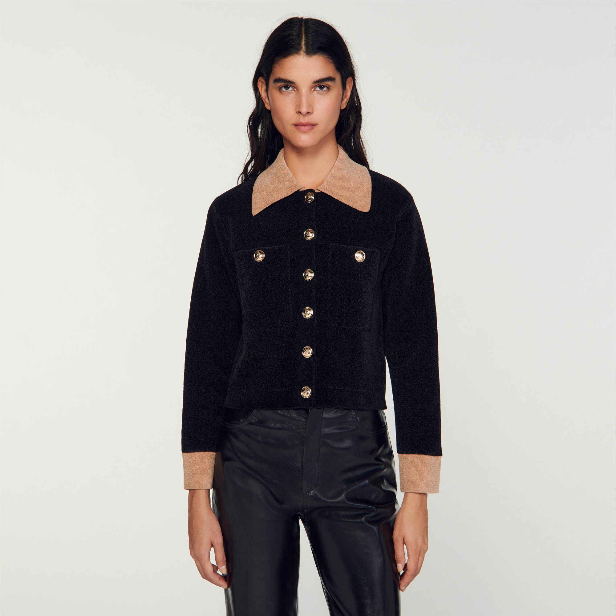 Cropped velour jacket online