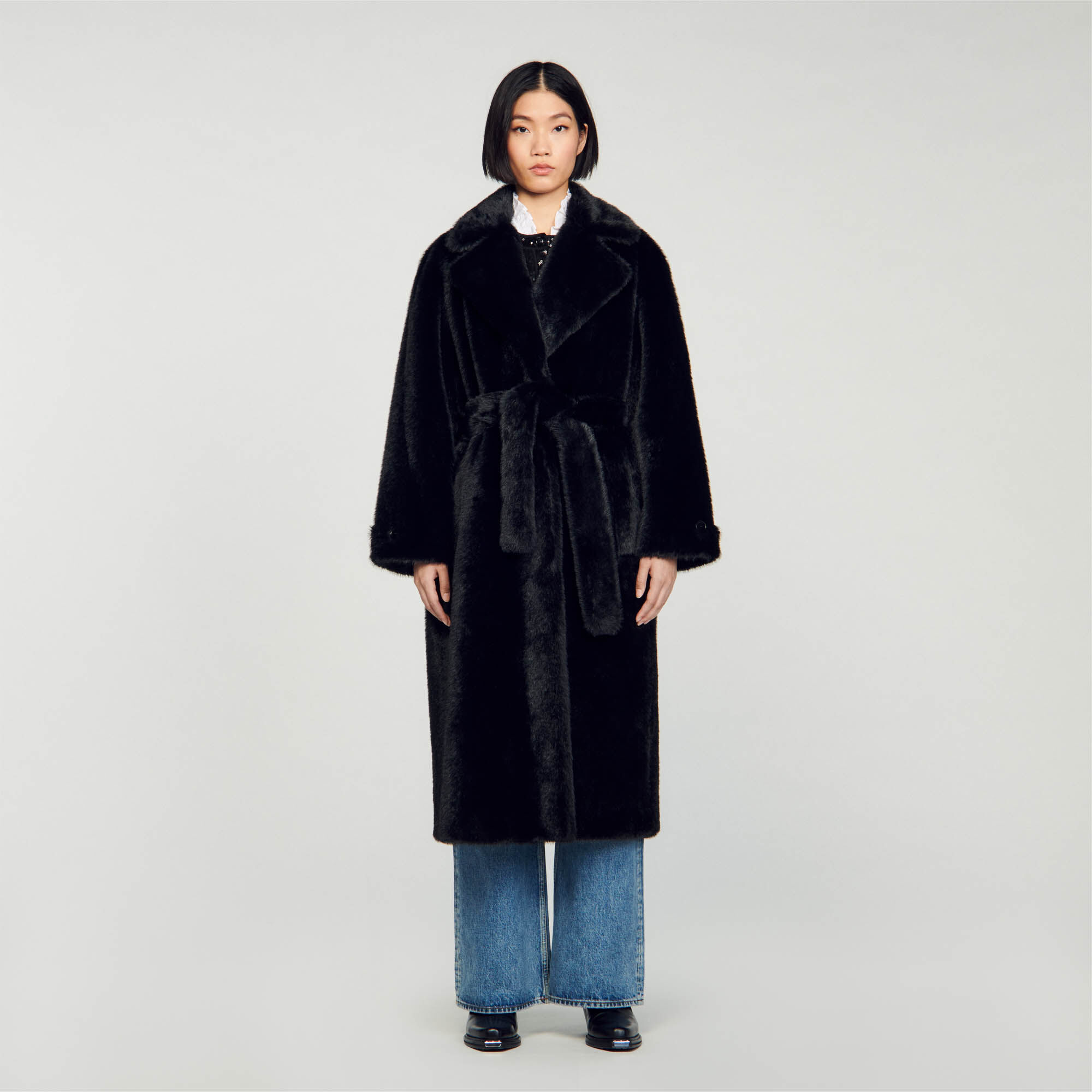 Long faux fur coat