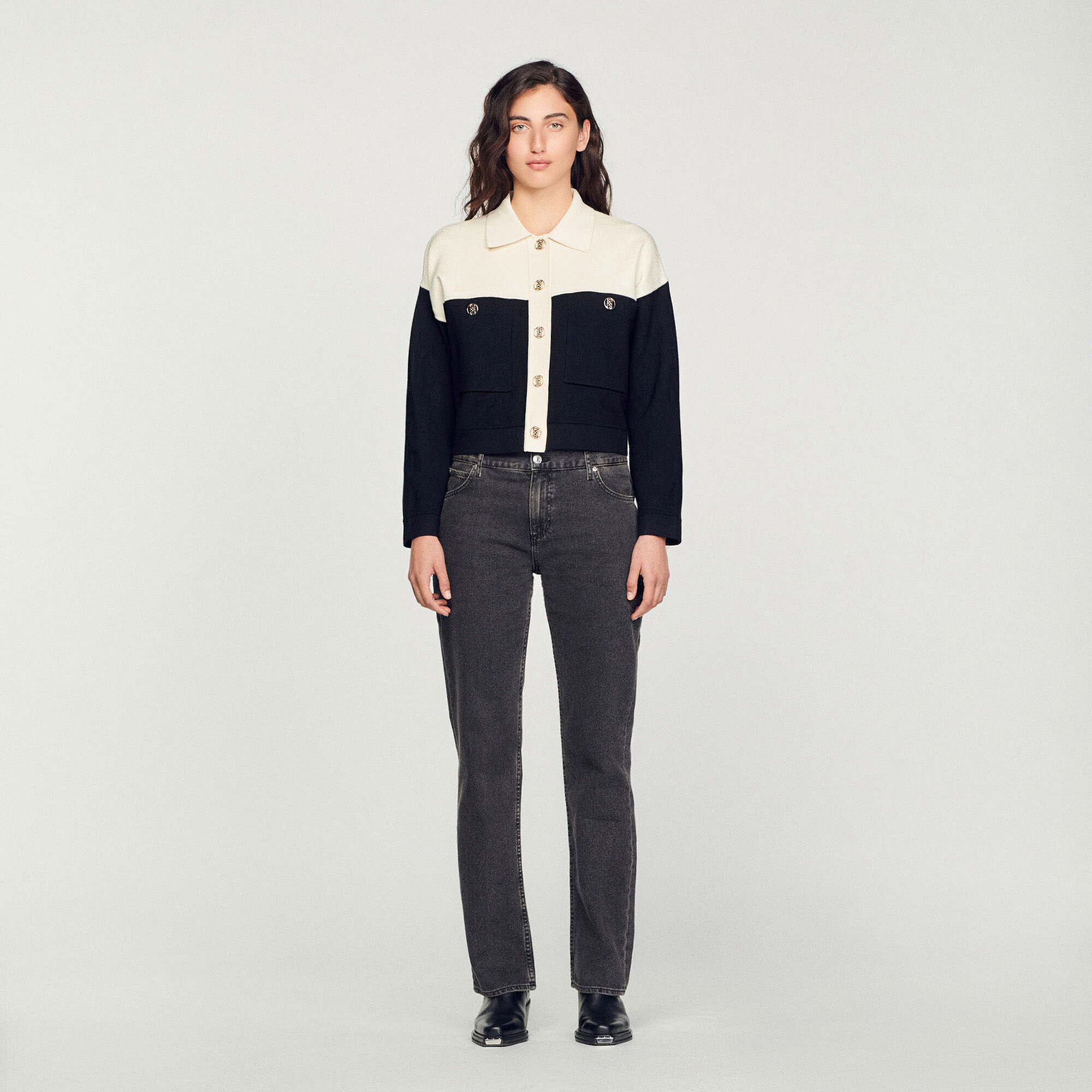 Sandro black denim jacket sales