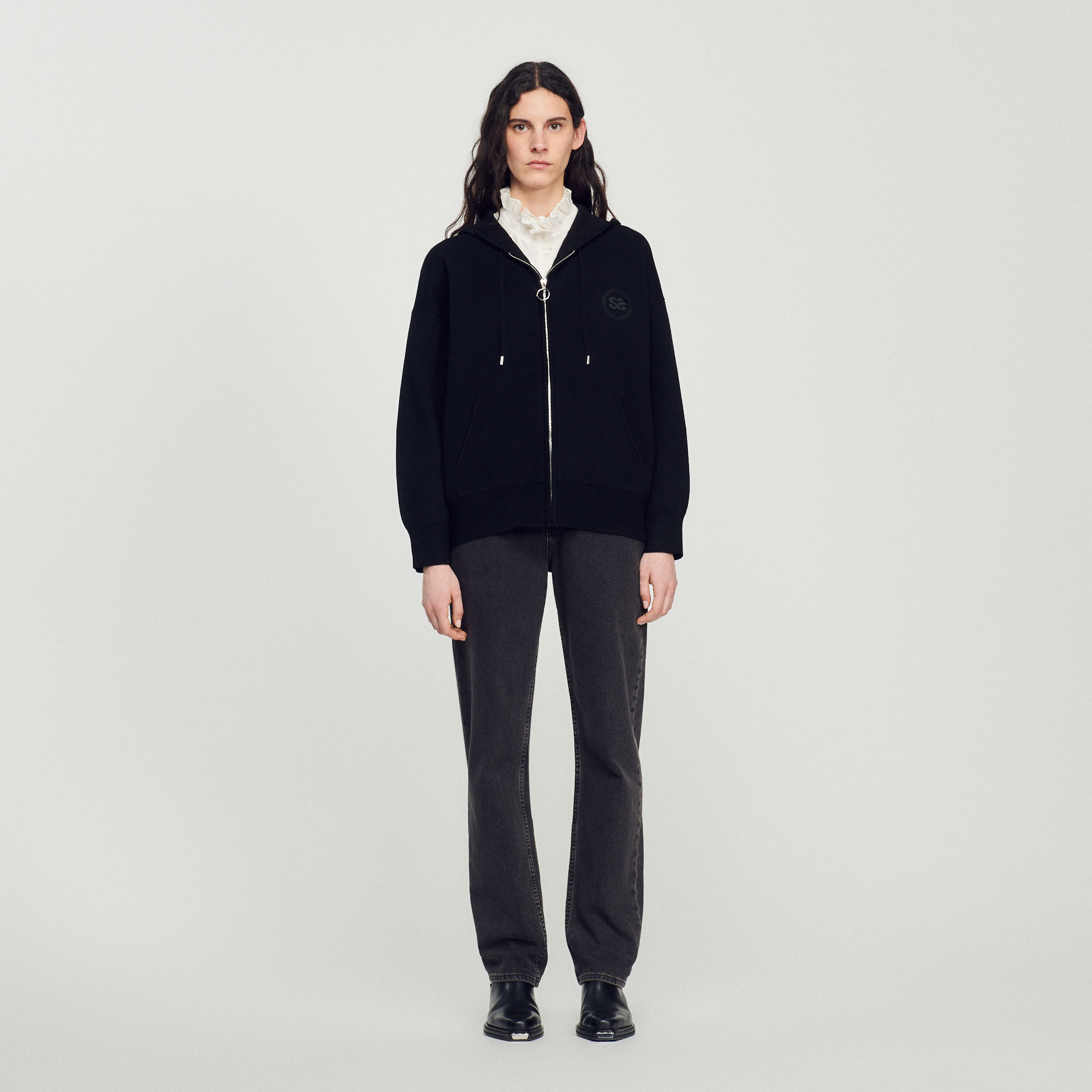 Sandro black hoodie online