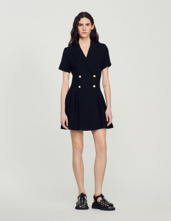 Short tweed coat dress Black Femme