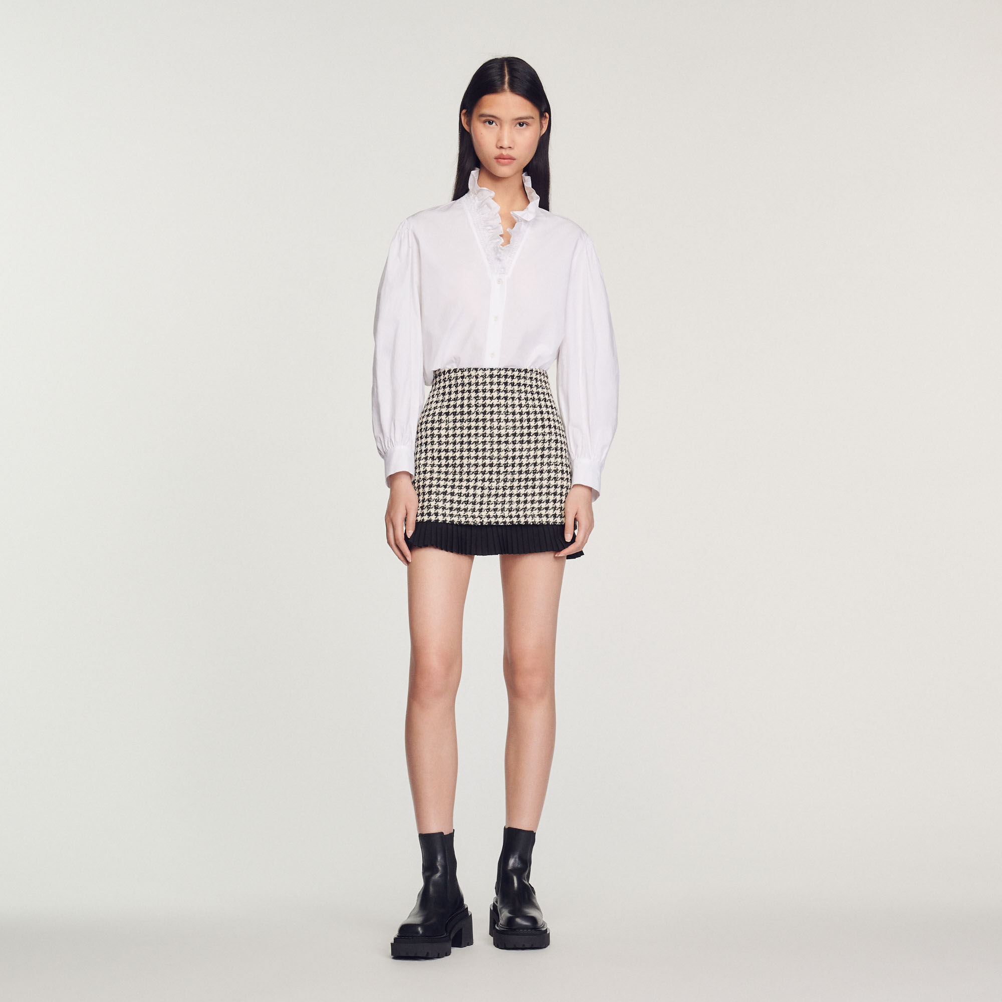Short houndstooth tweed skirt See All Sandro paris