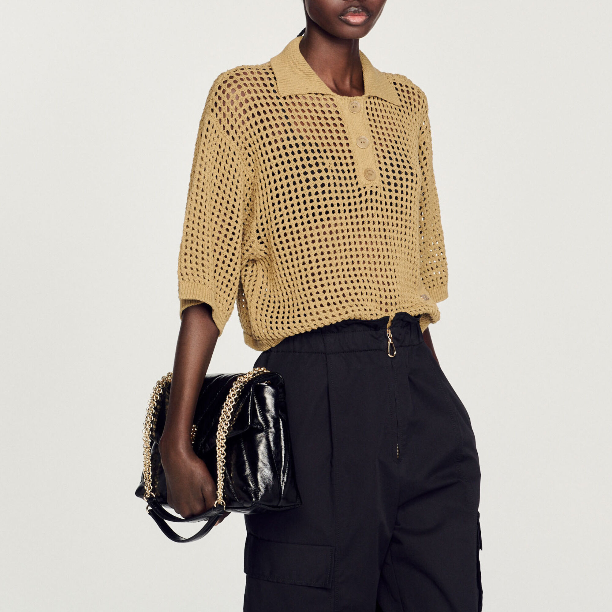 Mesh knit sweater online