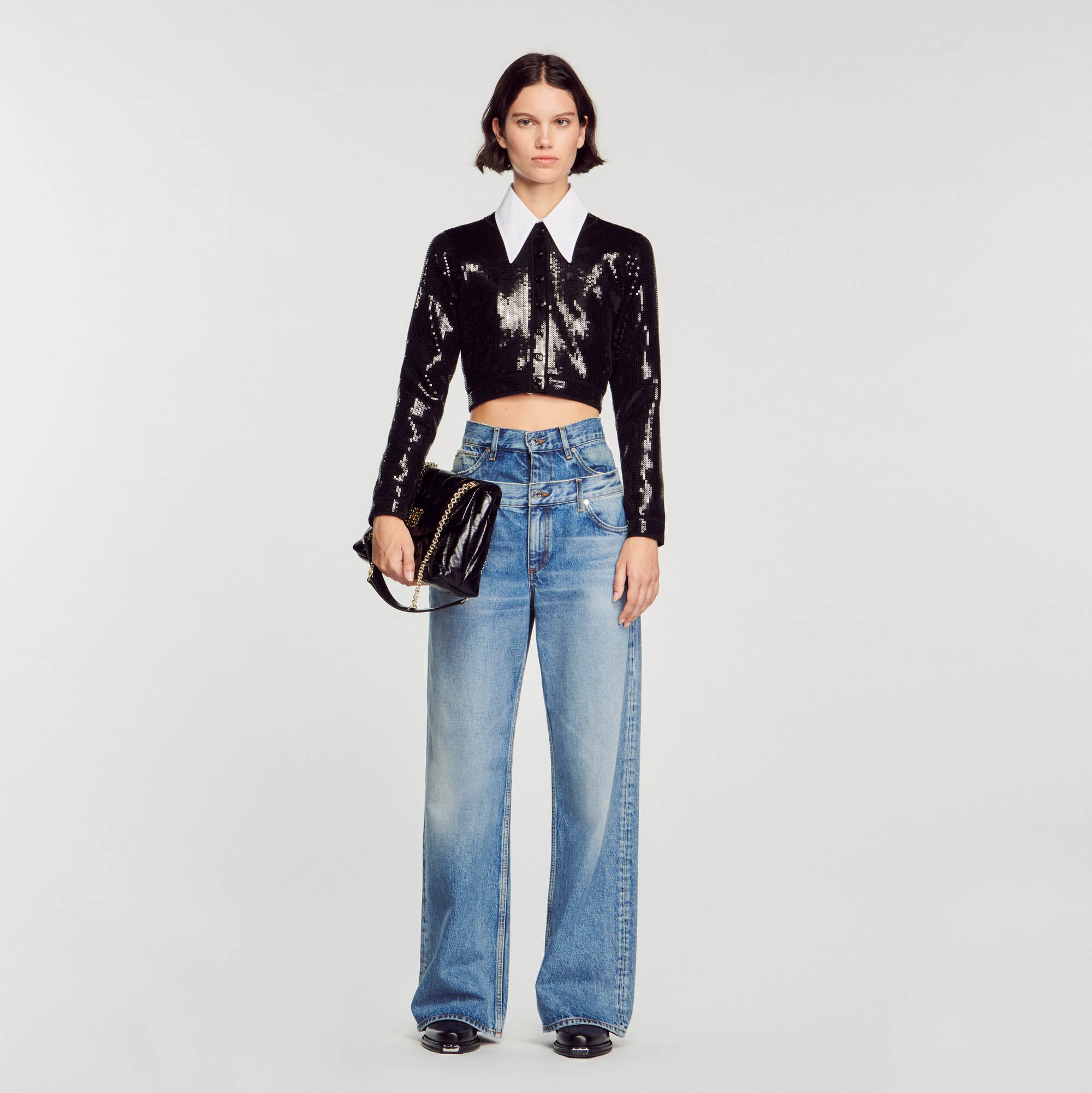 Cropped sequin cardigan Sweaters Cardigans Sandro paris
