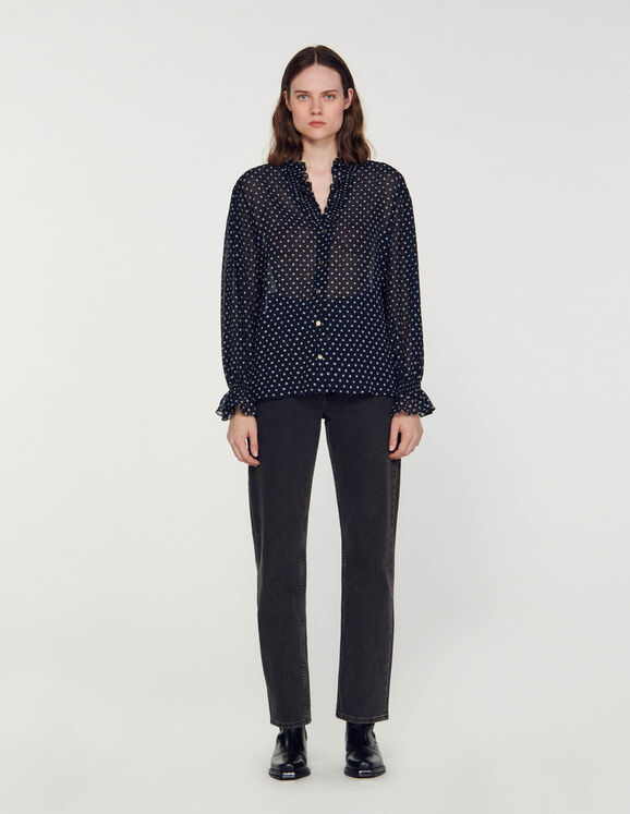 Patterned polka dot blouse - Tops & Shirts - Sandro-paris.com