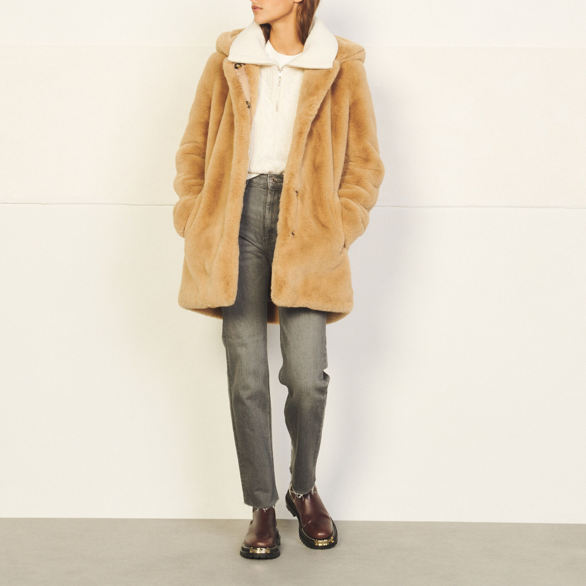 Veste sandro shop femme fourrure